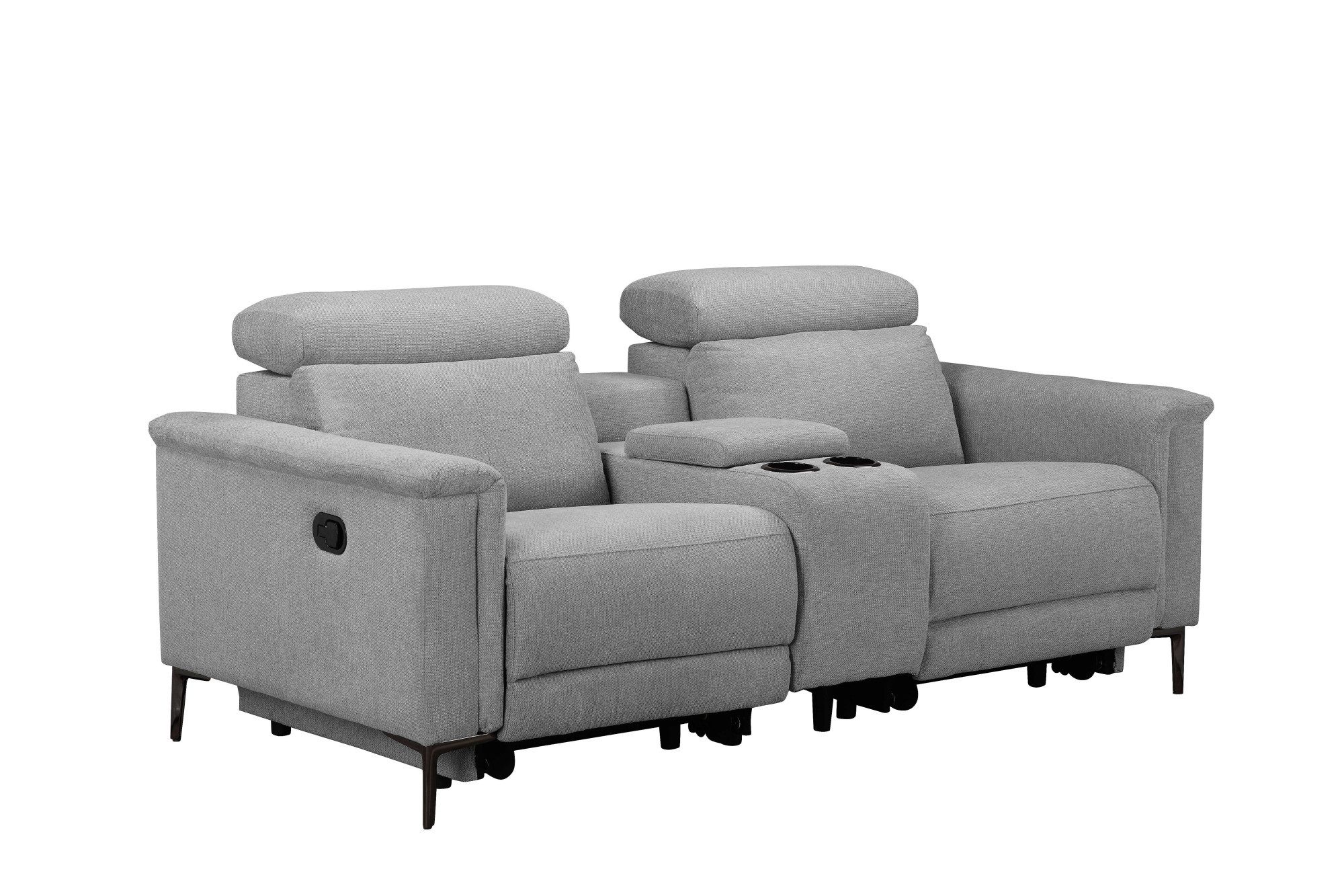 Places of Style 2-zitsbank Lund, 2-zits bioscoopbank, tv-fauteuil, multimedia-sofa, USB-A met elektrische of handmatige relaxfunctie, bekerhouder en opbergruimte