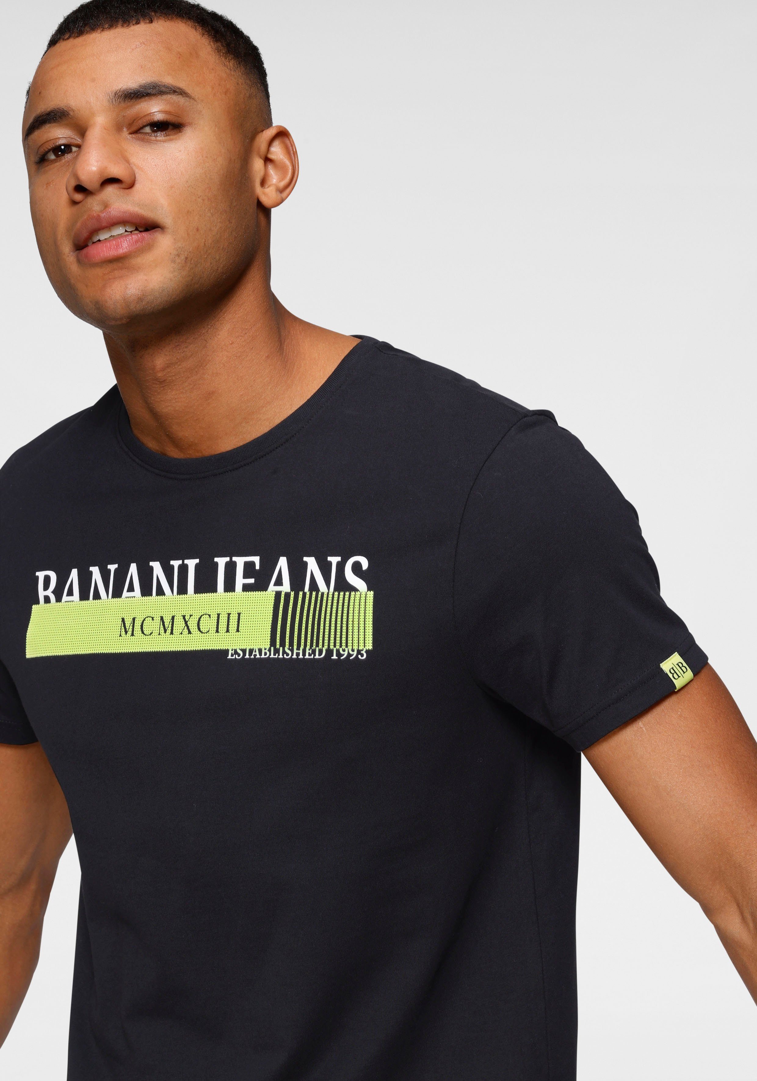 Bruno Banani T-shirt korte mouwen, smalle pasvorm, bedrukt, ronde hals