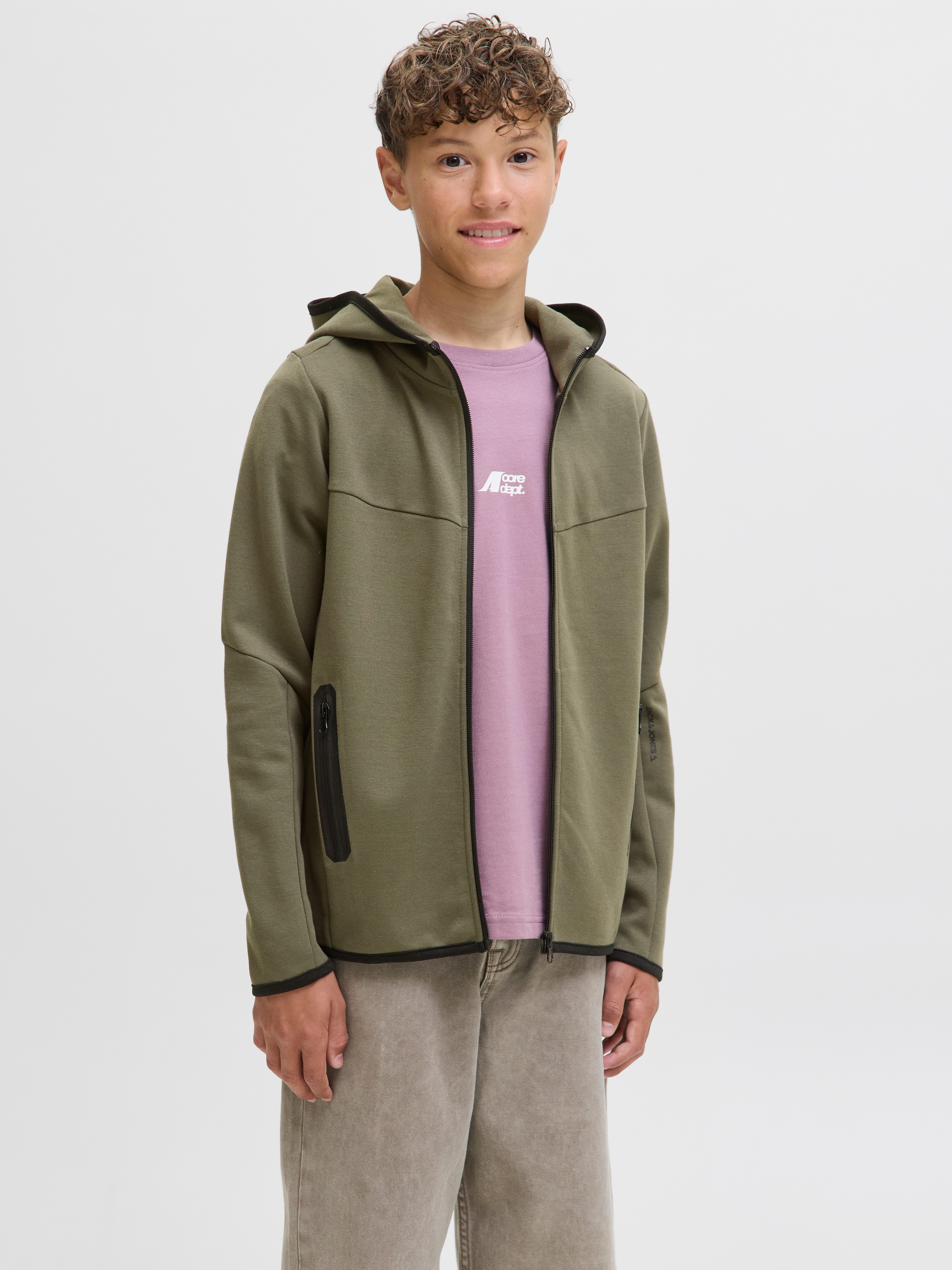 Jack & Jones Junior Capuchonsweatvest JCOFUSION SWEAT ZIP HOOD NOOS JNR