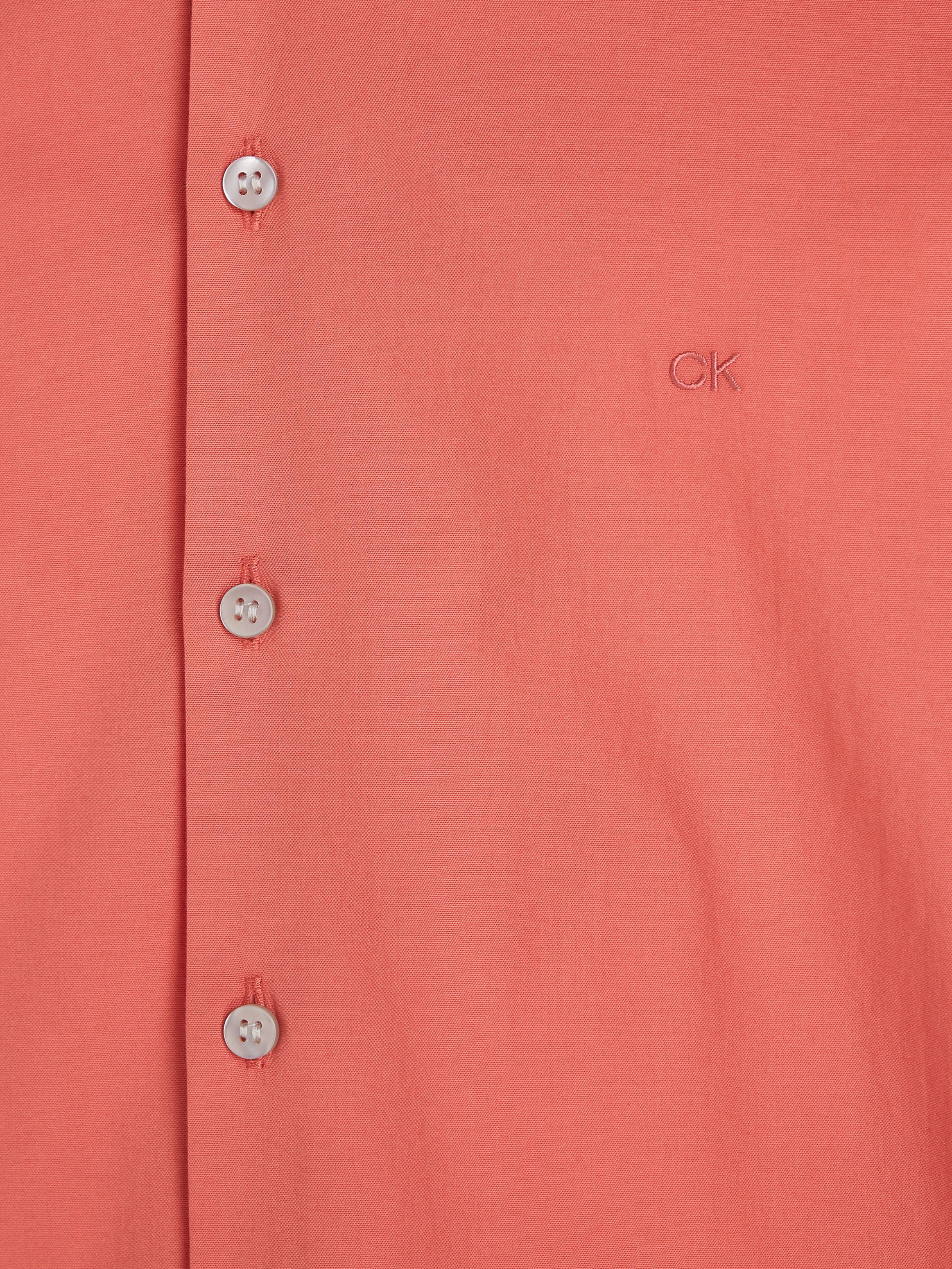 Calvin Klein Businessoverhemd POPLIN STRETCH SLIM SHIRT met kent-kraag logoprint op borsthoogte