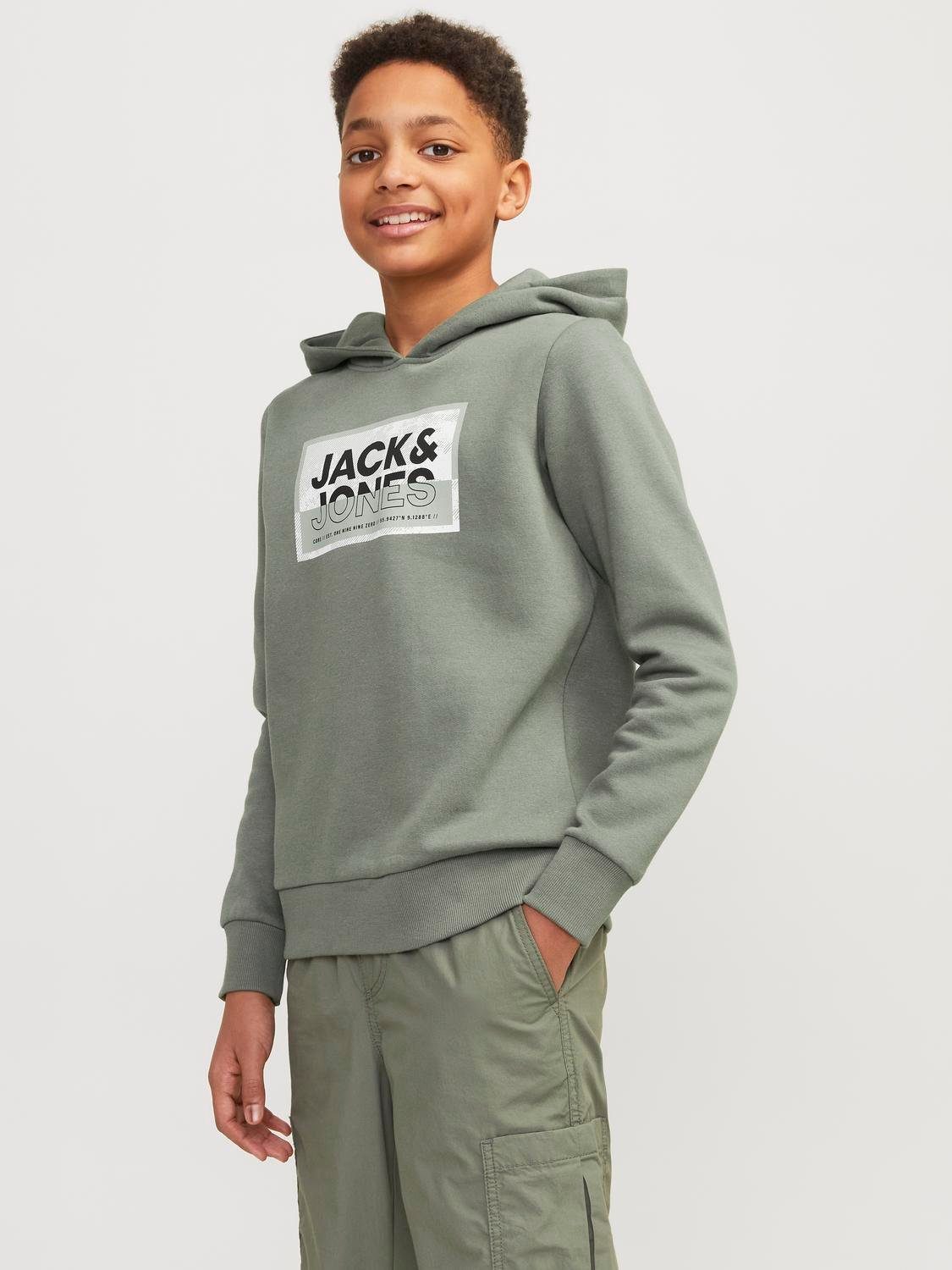 Jack & jones JUNIOR hoodie JCOLOGAN met logo zachtgroen Sweater Logo 152