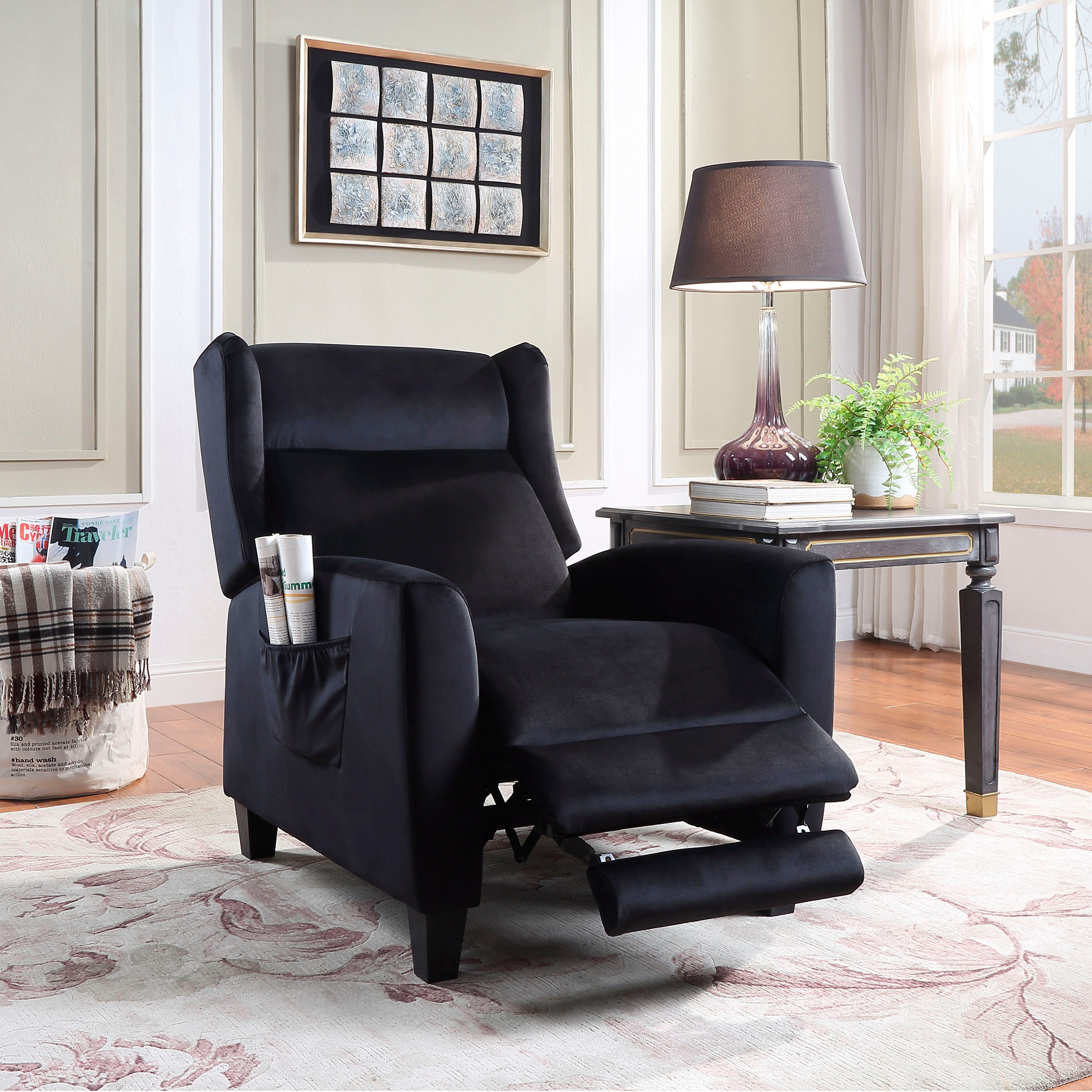 ATLANTIC home collection Relaxfauteuil Timo klassieke oorfauteuil met relaxfunctie en praktisch zijvak