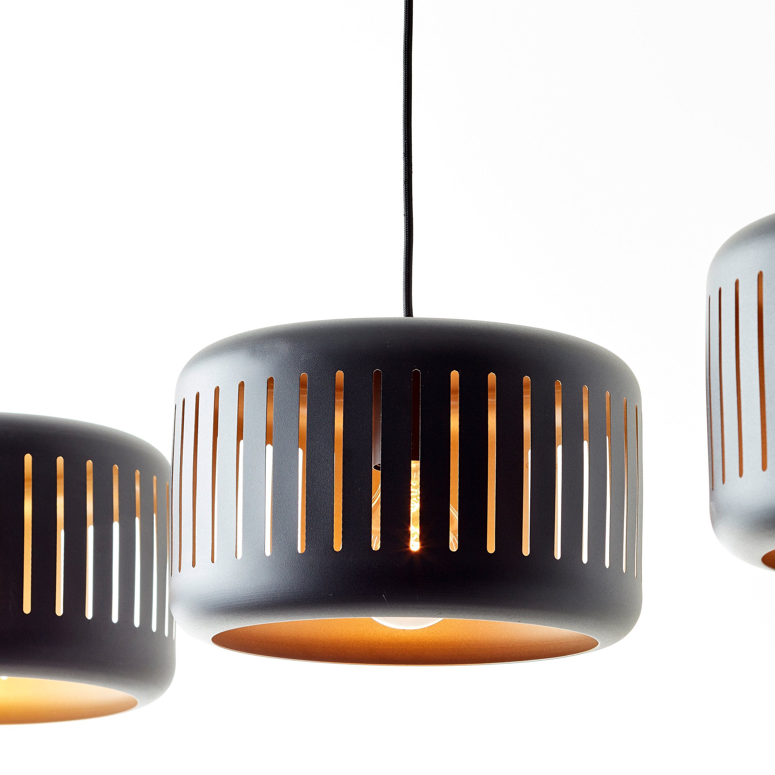 Brilliant Leuchten Hanglamp Tyas 120 x 110 x 27 cm, 3 x e27, inkortbaar, metaal, zwart/goudkleurig (1 stuk)
