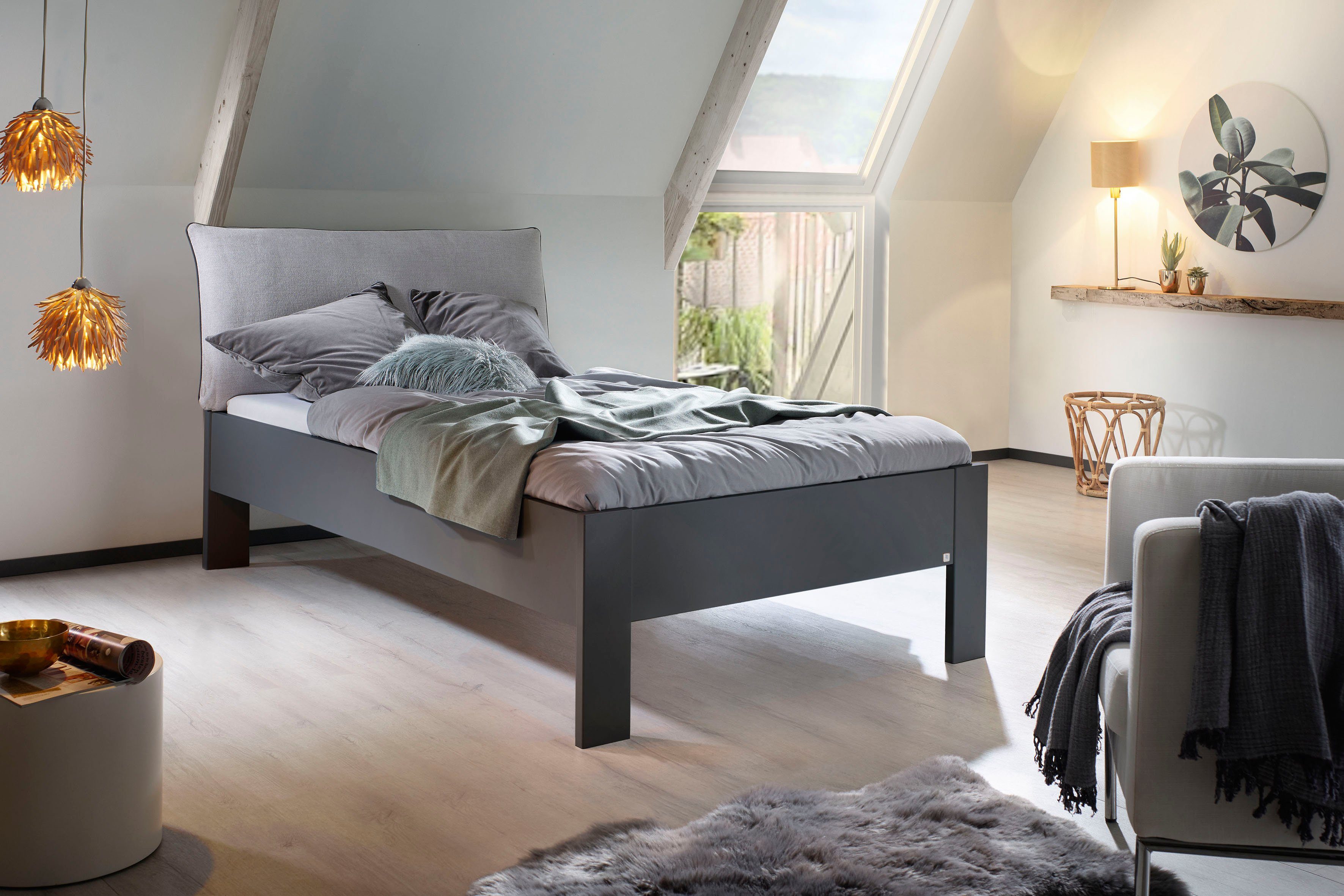 rauch Futonbed Aditio Hoofdbord weefstof met afgezette opstaande naad