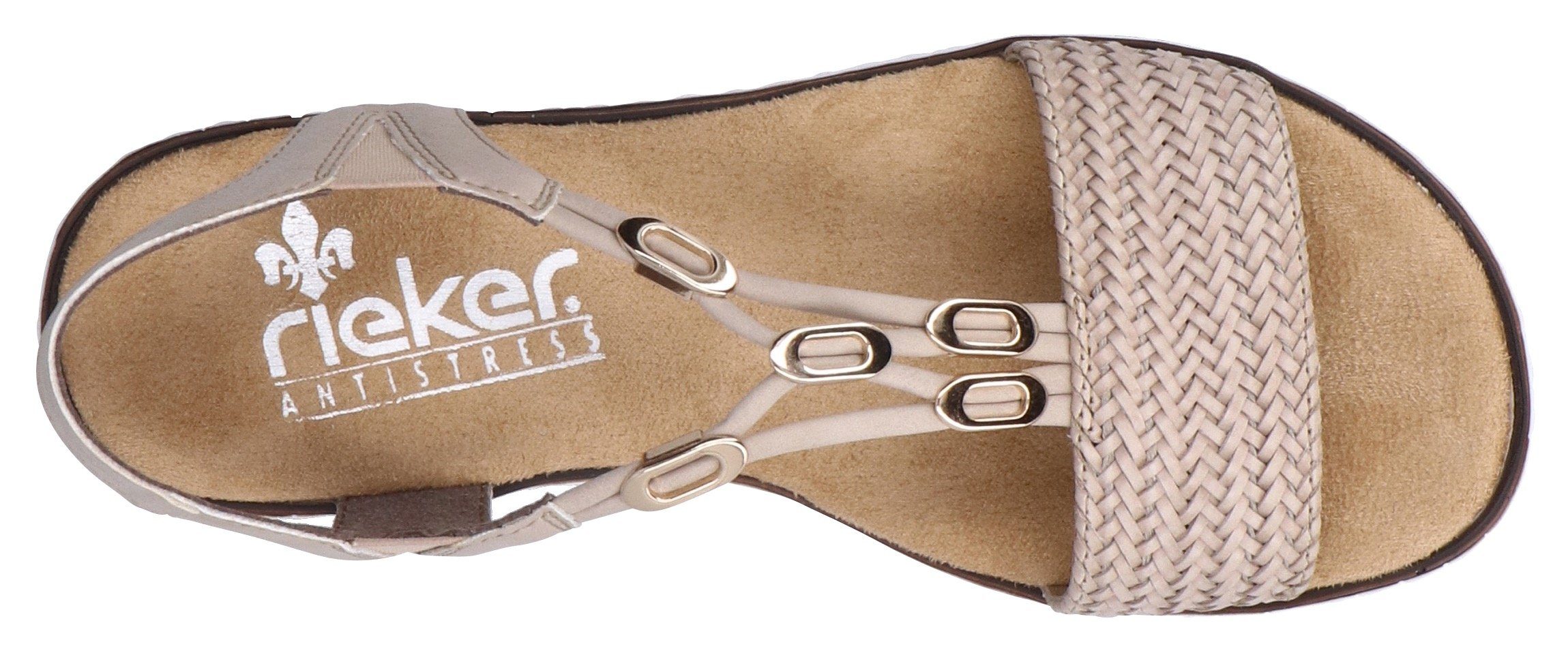 Rieker Sandalen zomerschoen, sandaal, sleehak, in gevlochten look