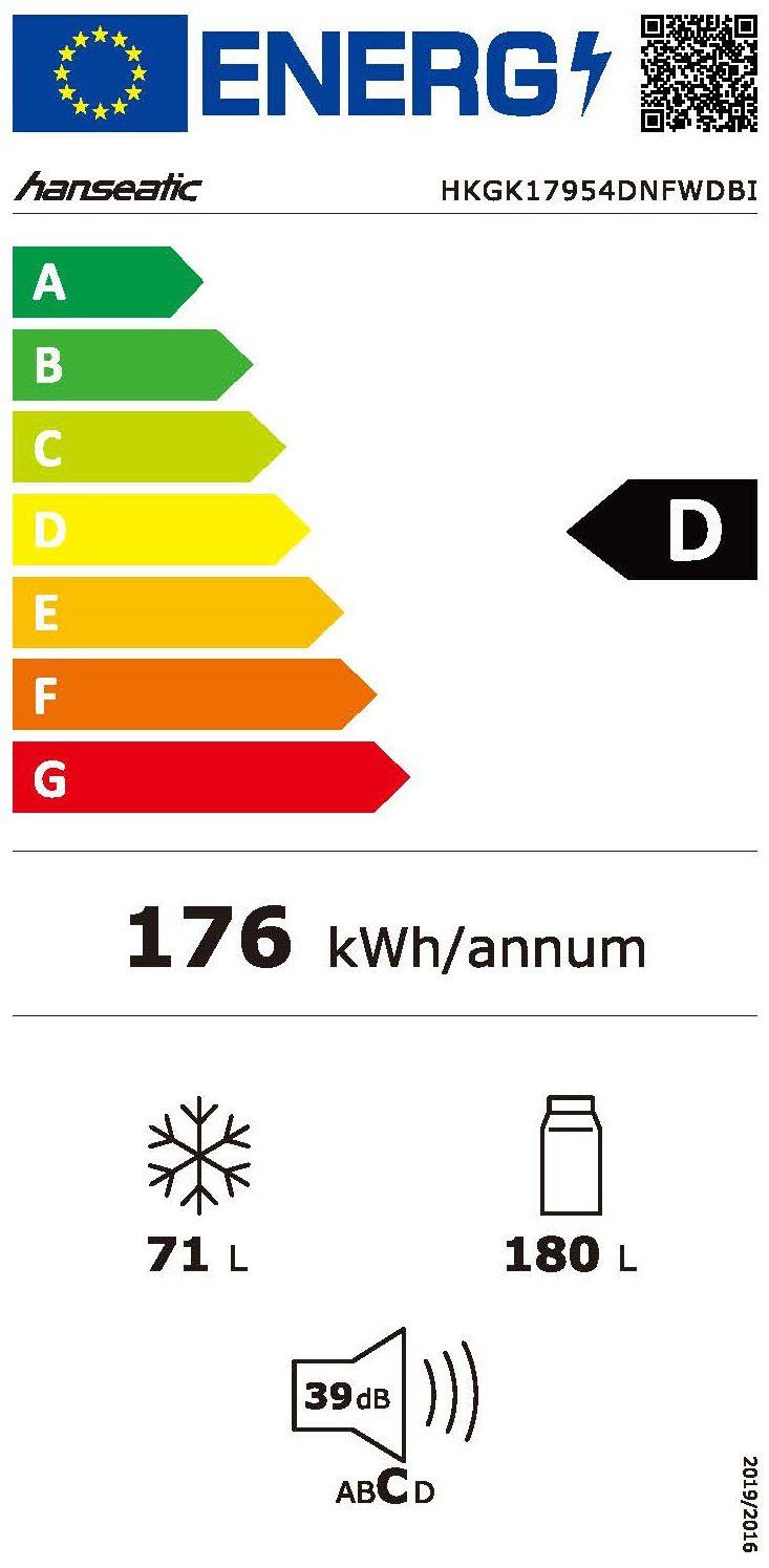 Hanseatic Koel-vriescombinatie HKGK17954DNFWDBI NoFrost, Waterdispenser