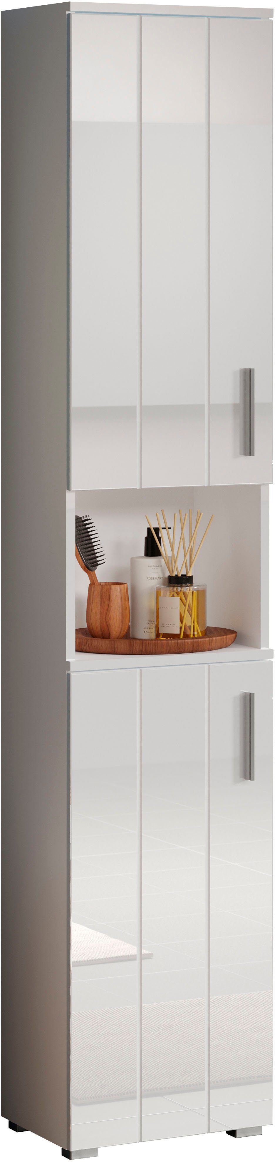 welltime Hoge kast Praag Badmeubels met verwisselbare deurdranger - (B/D/H) 37/31/192 cm (1 stuk)