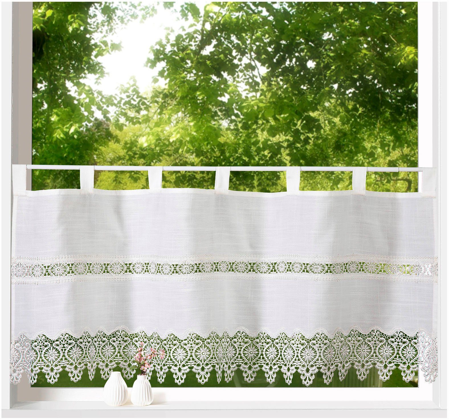 Weckbrodt Valletje Tamino Bistro, gordijn, ondoorzichtig, haakrand en bies, HxB 45x120cm, store (1 stuk)