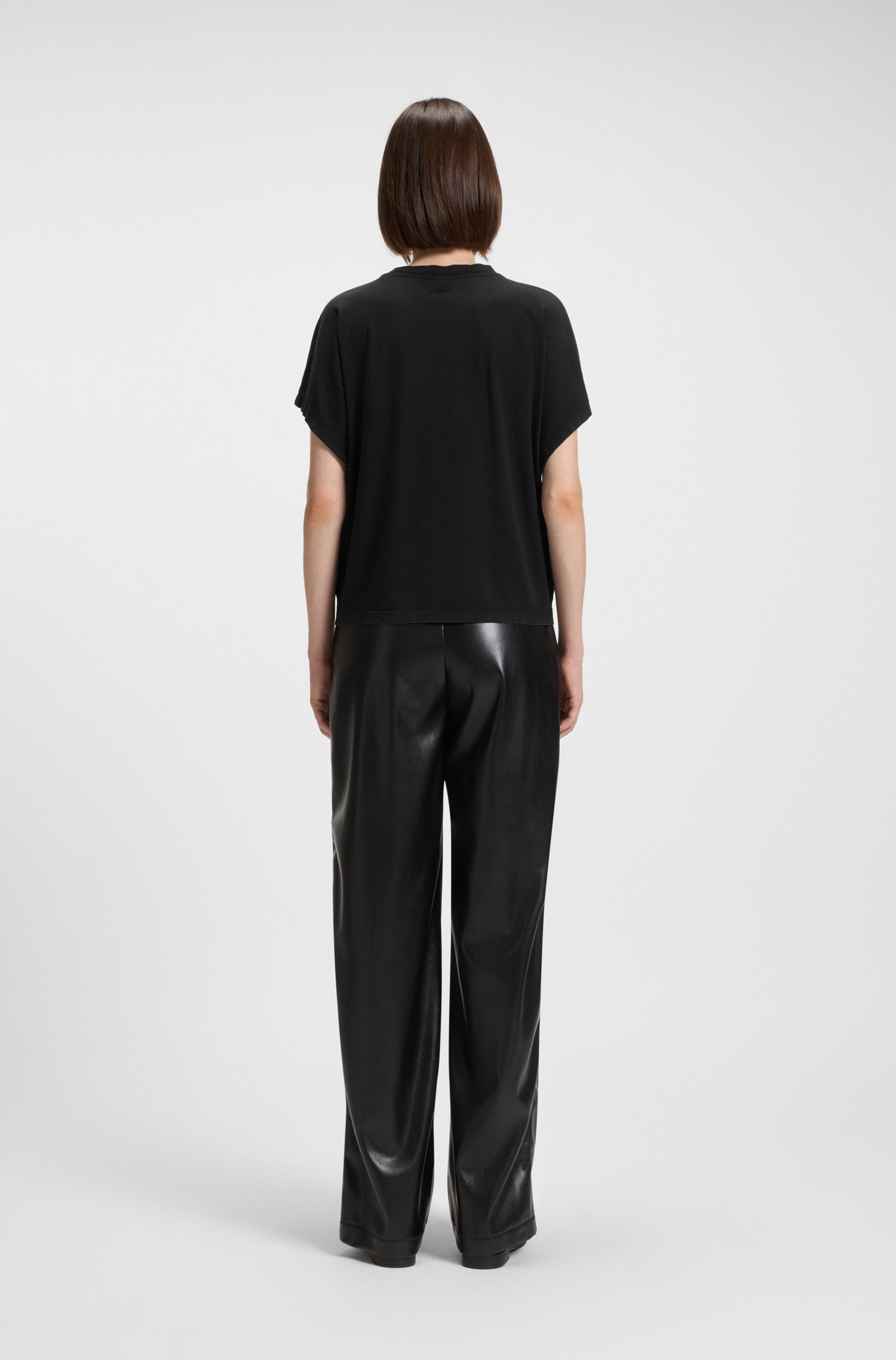 Boss Orange T-shirt Emason Hotfix Premium Damesmode Oversized fit met ronde hals, glitterapplicatie