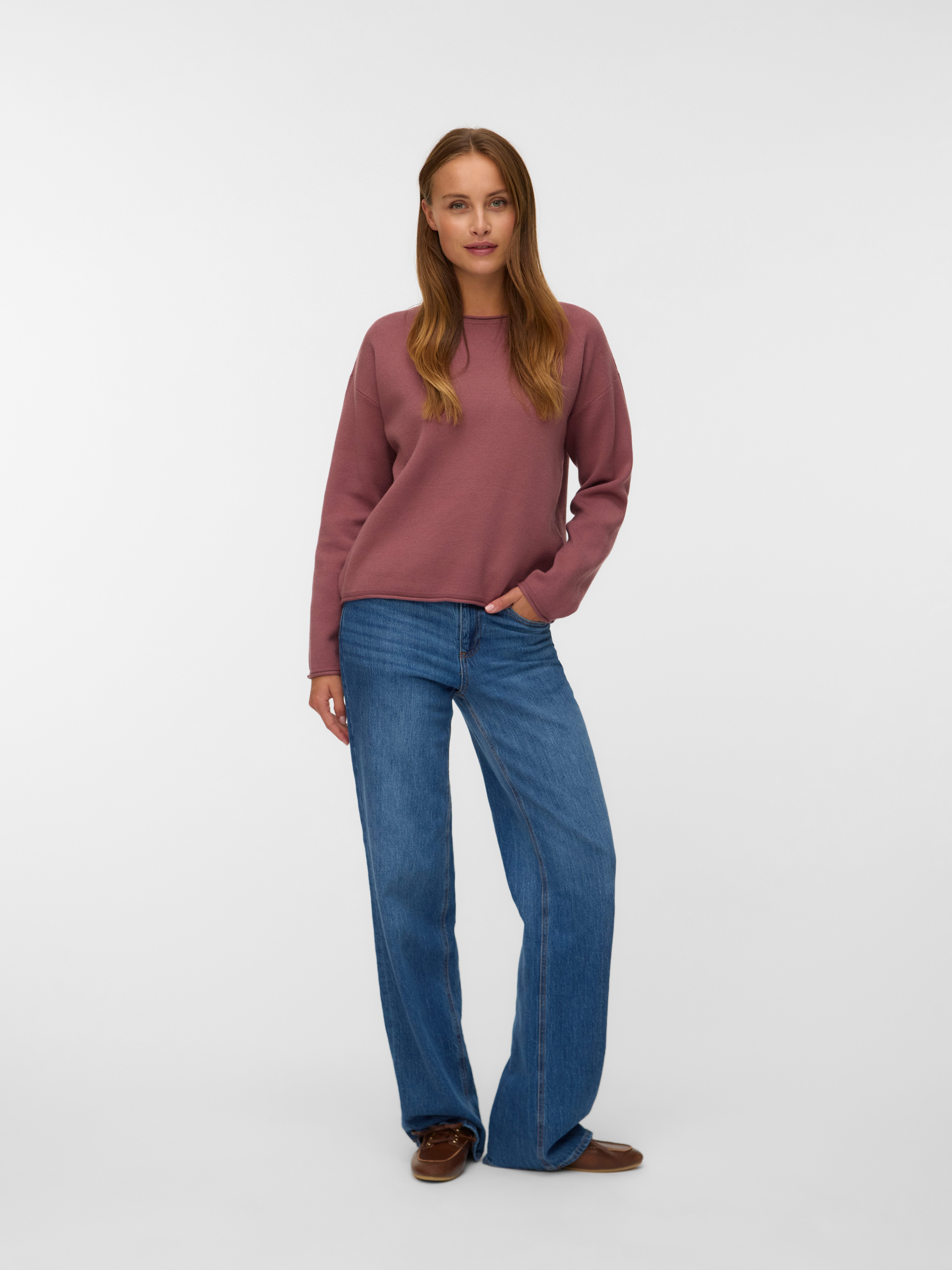 Vero Moda Gebreide trui VMGOLD ROLL LS O-NECK PULLOVER GA