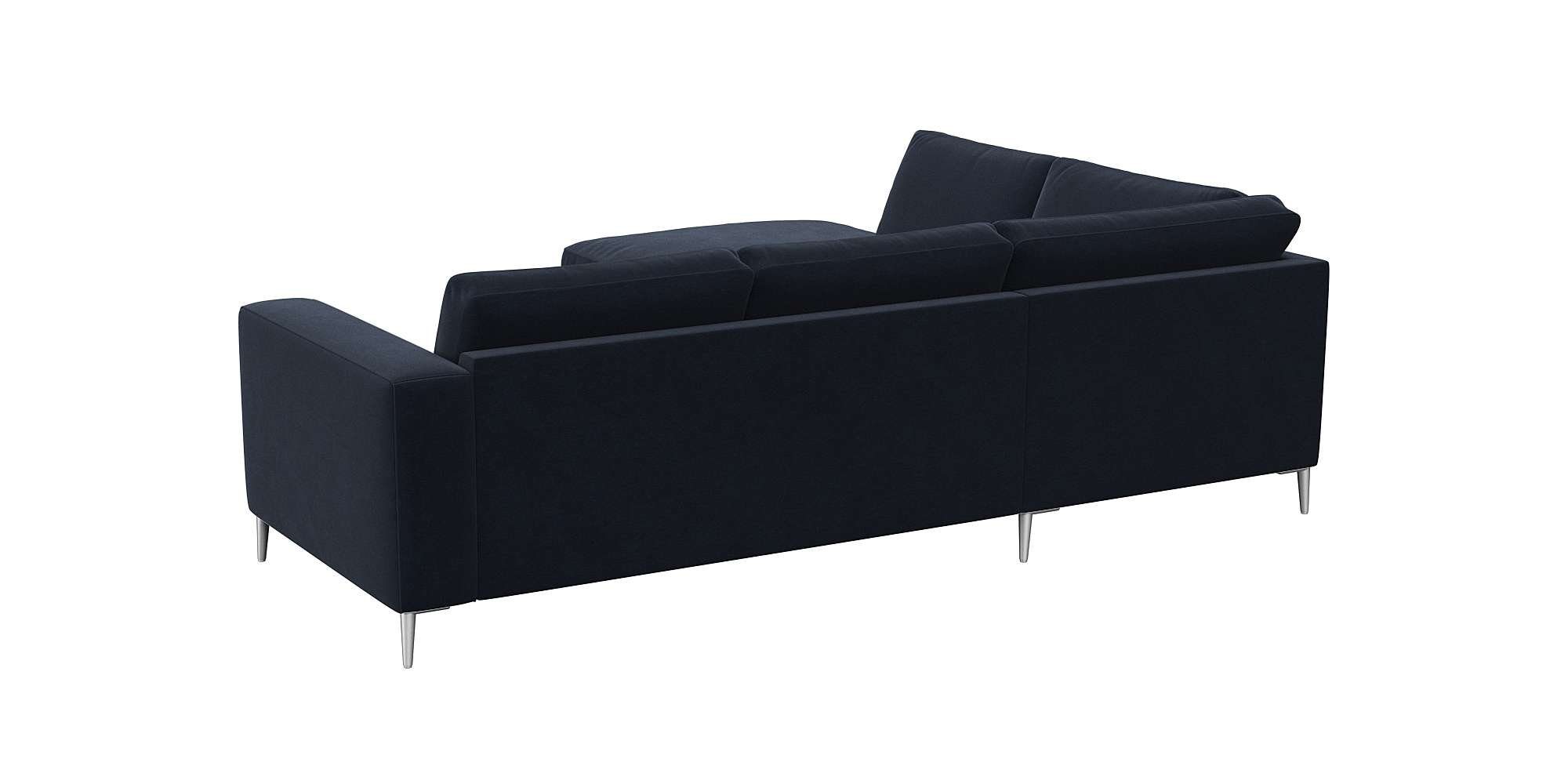 FLEXLUX Hoekbank Fiore, L-vorm brede armleuningen, aluminiumkleurige poten, bxd 241x225 cm, koudschuim in de zitting
