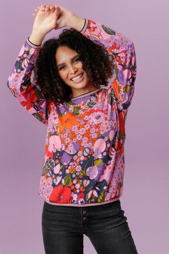 aniston casual sweatshirt met kleurrijke, grafische bloemen gedessineerd - nieuwe collectie multicolor