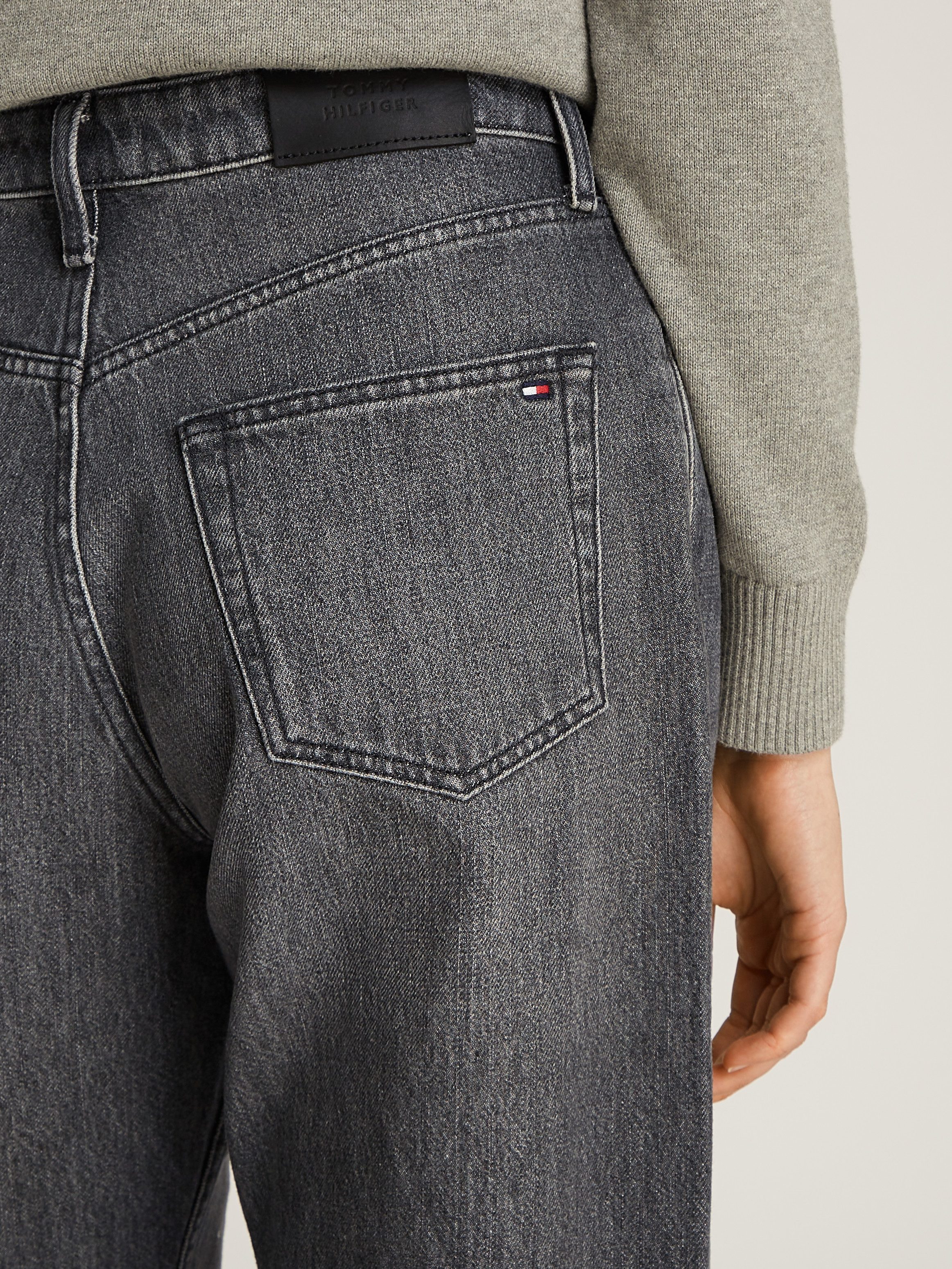 Tommy Hilfiger Straight jeans CLASSIC STRAIGHT RW ECRU met logo-badge, in enkel-lengte
