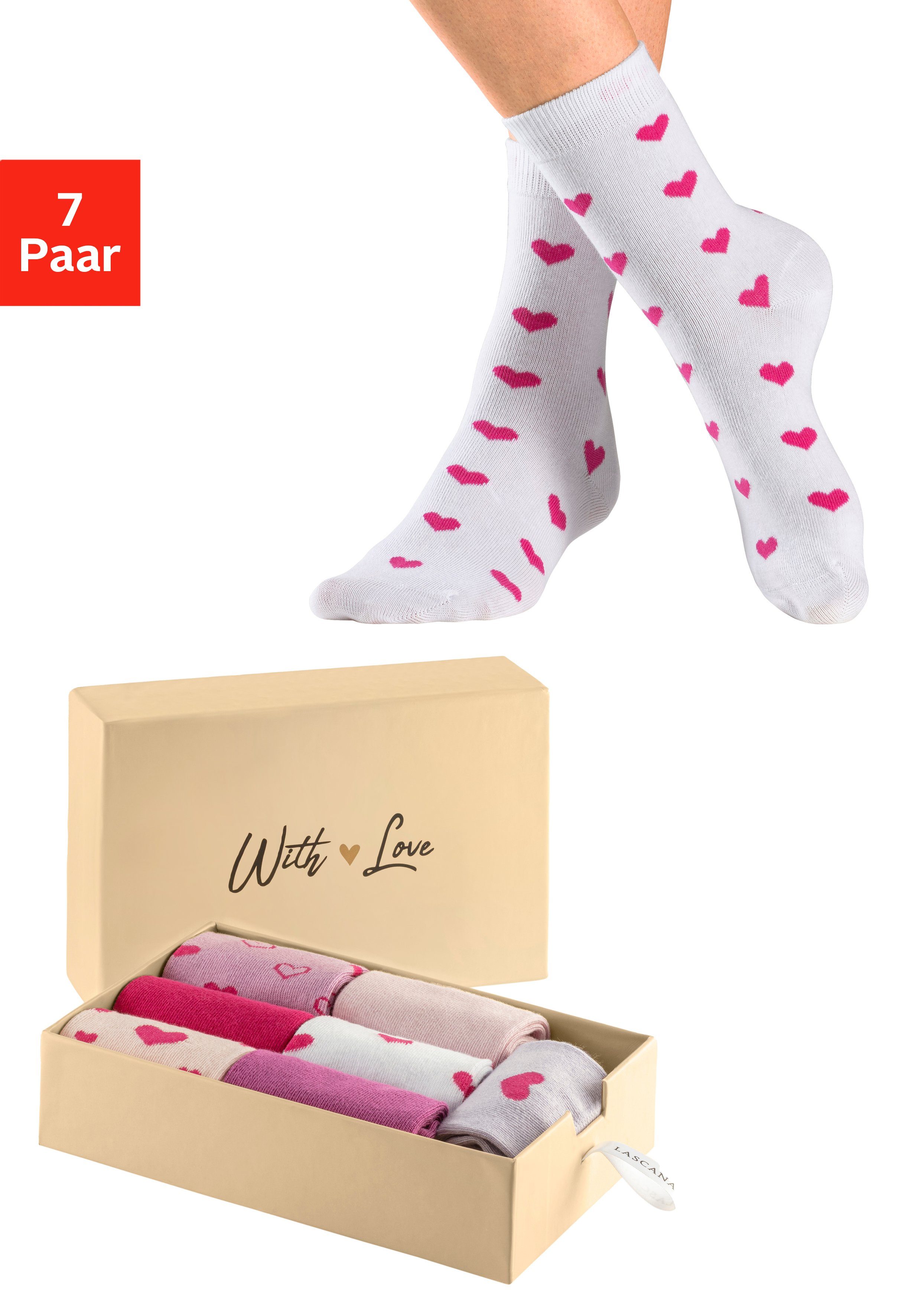 Lascana Basic sokken in cadeauverpakking (box 7 paar)