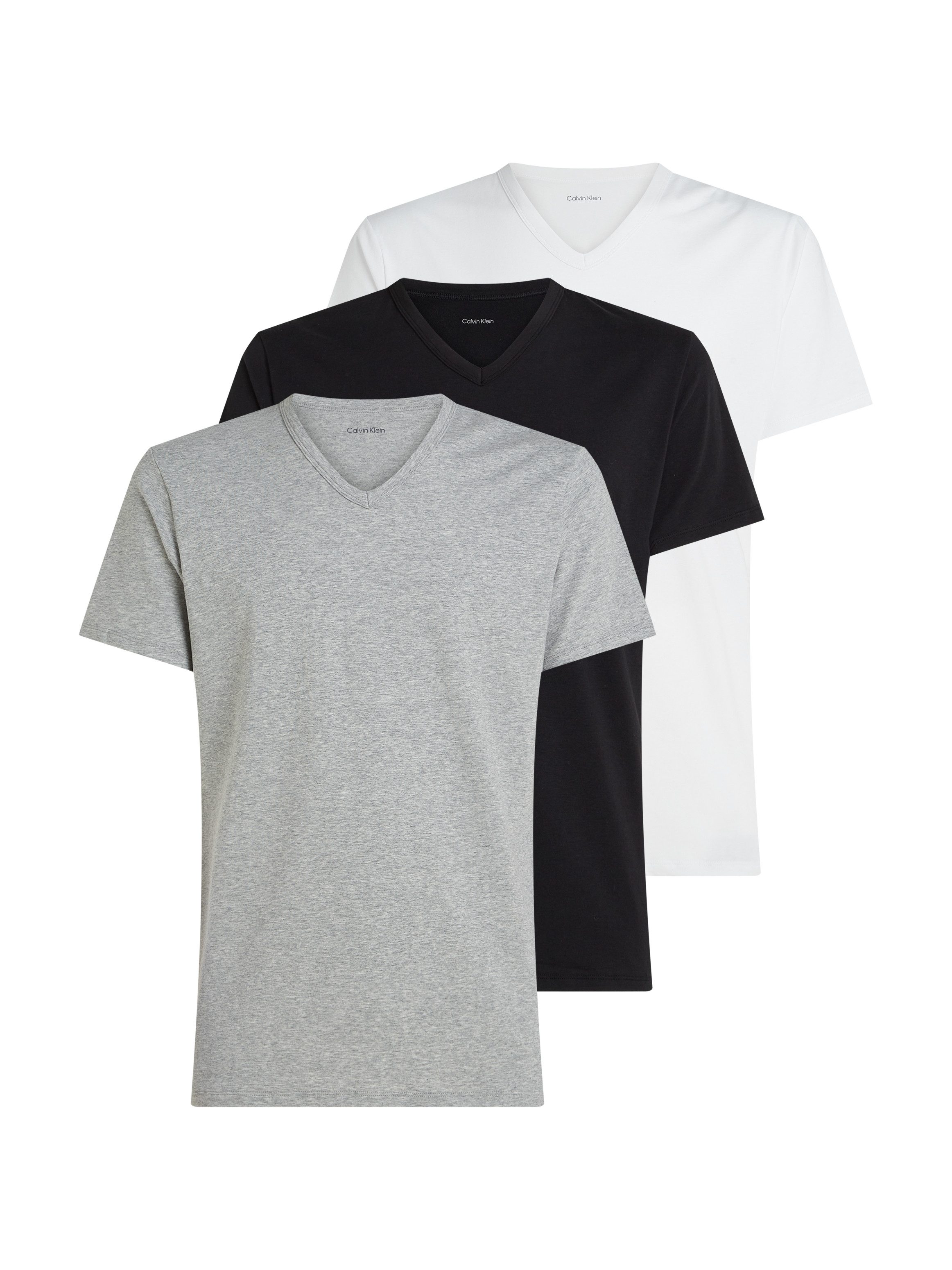 Calvin Klein T-shirt S/S V NECK 3PK met logo aan de zoom (3-delig, Set van 3)