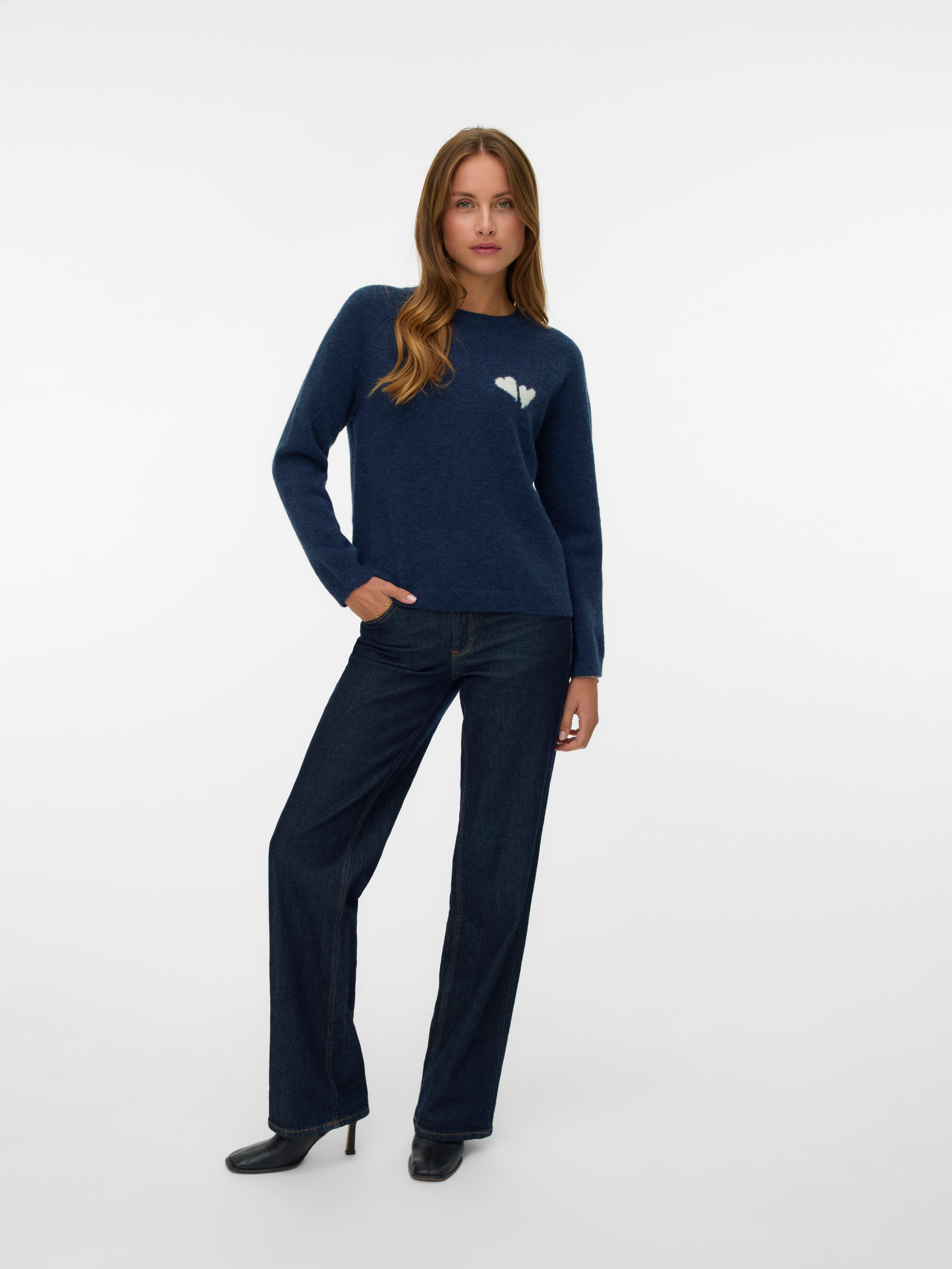 Vero Moda Gebreide trui VMBAM LS O-NECK PULLOVER BOO ENT