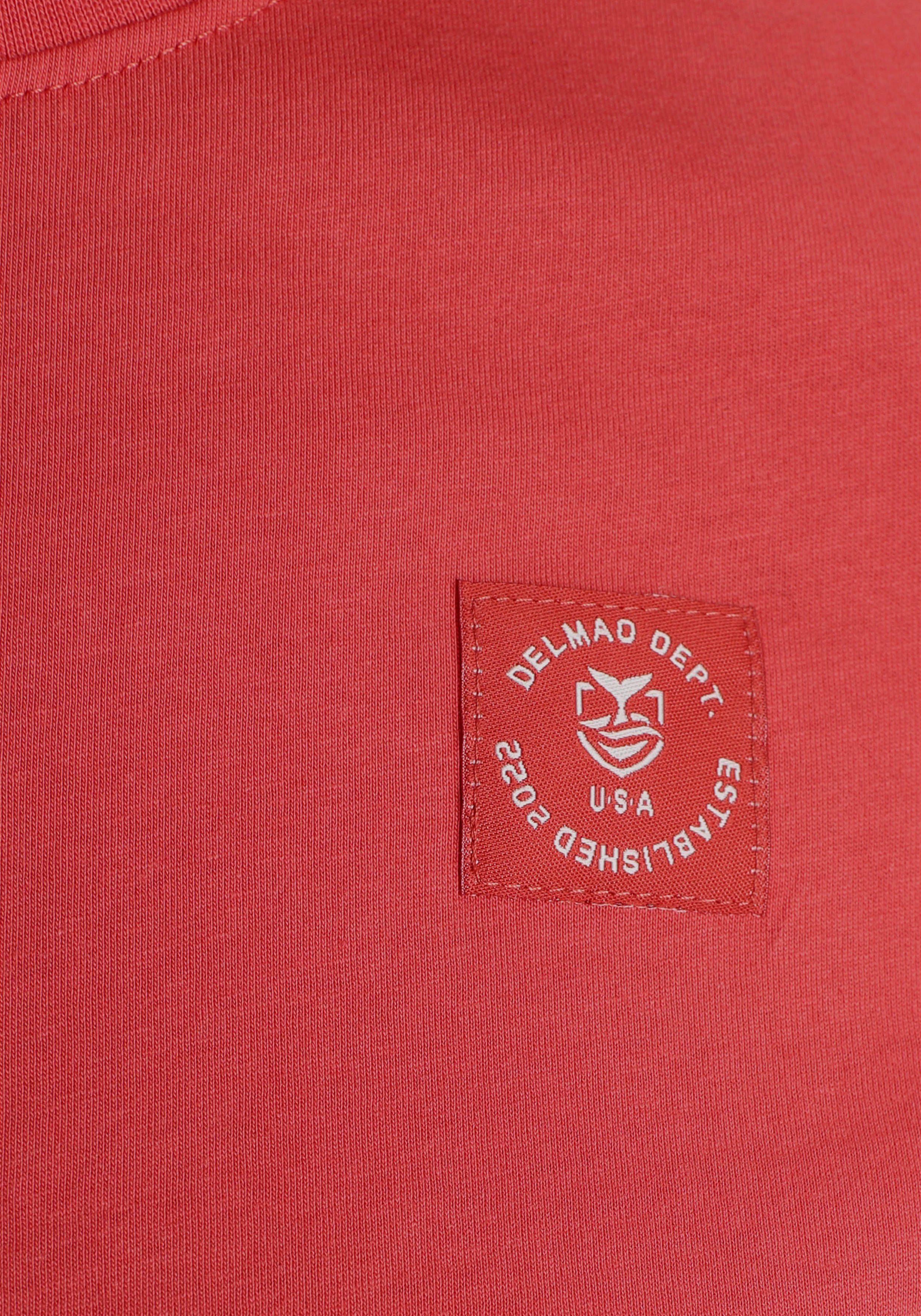 DELMAO Shirt met ronde hals Korte mouw, regular fit, basic, van 100% katoen