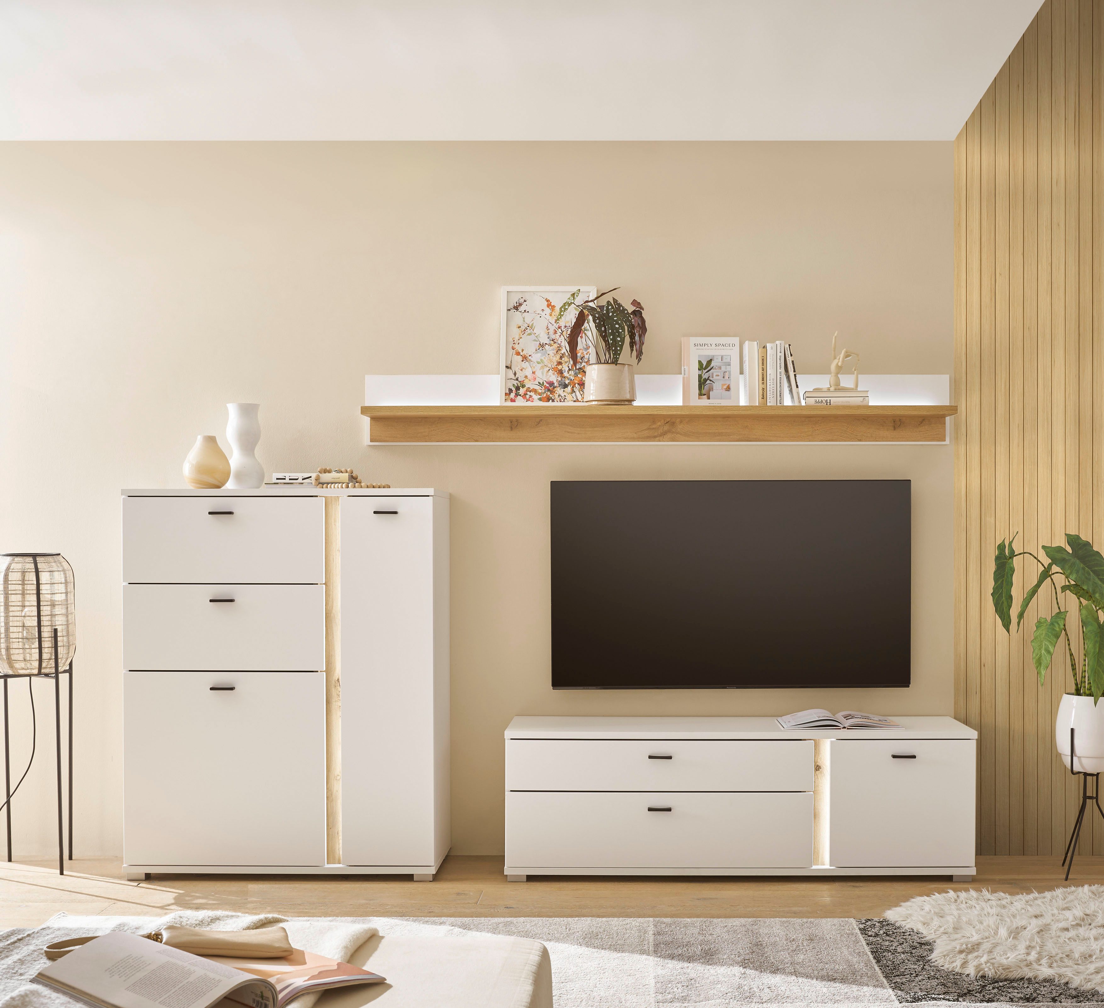 INOSIGN Wandmeubel Long Island in moderne trendkleur, inclusief verticale verlichting, breedte 260 cm (set, 3-delig)