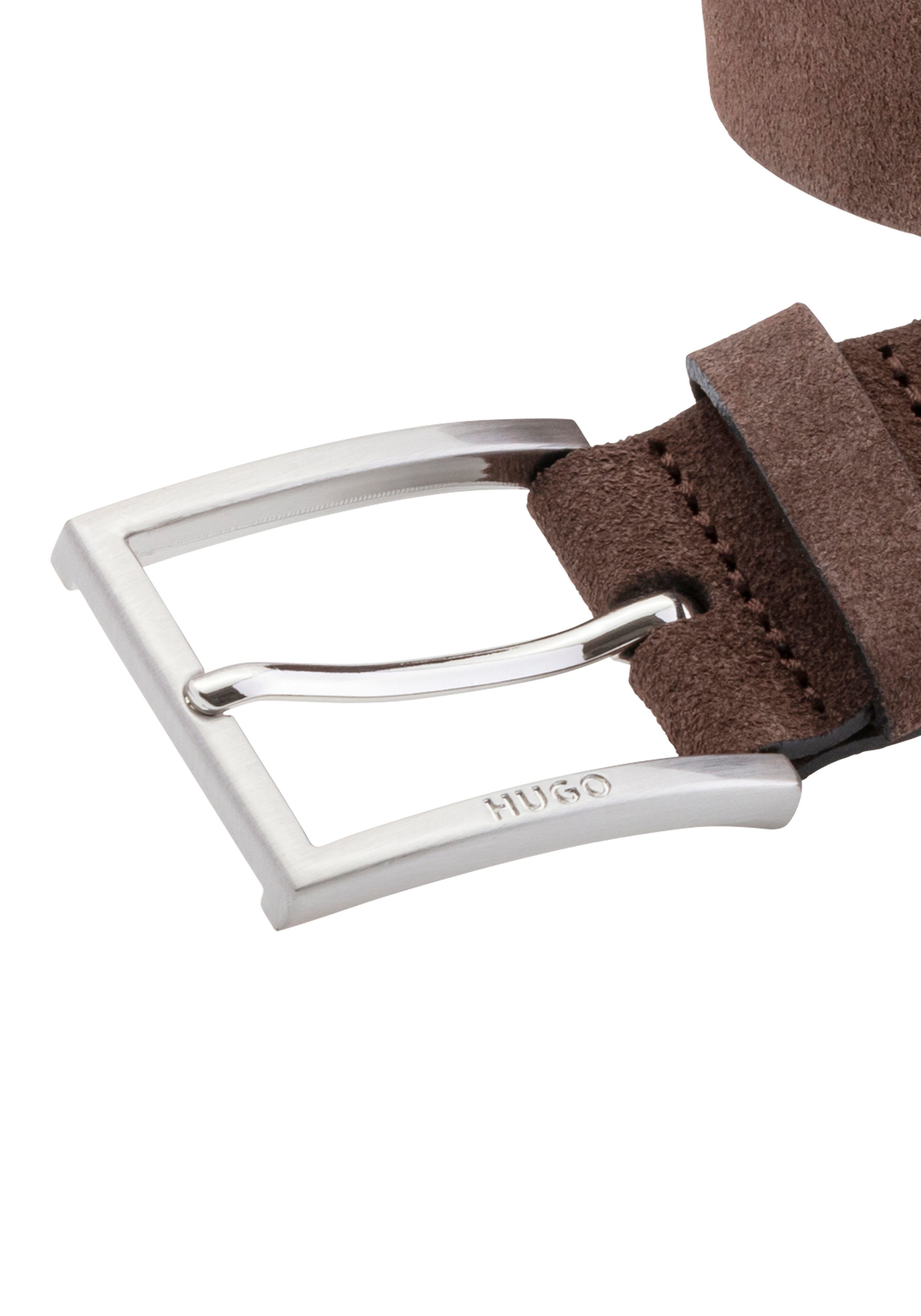 HUGO Leren riem Mirto_Sz35 van suedeleer met logo-engraving op de speldsluiting