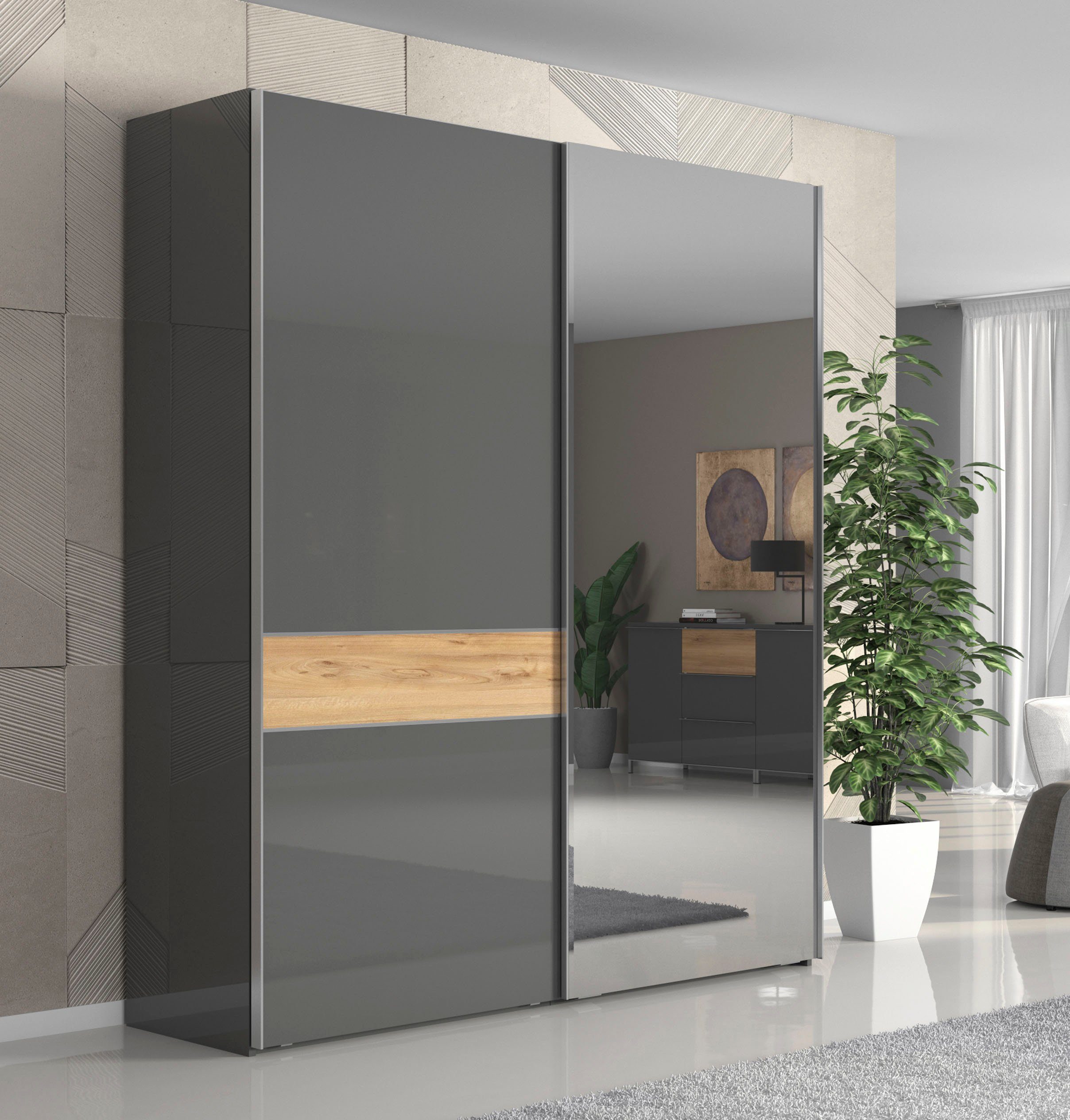 Places of Style Zweefdeurkast Onyx Spiegelkast hoogwaardig UV gelakt, soft-closefunctie