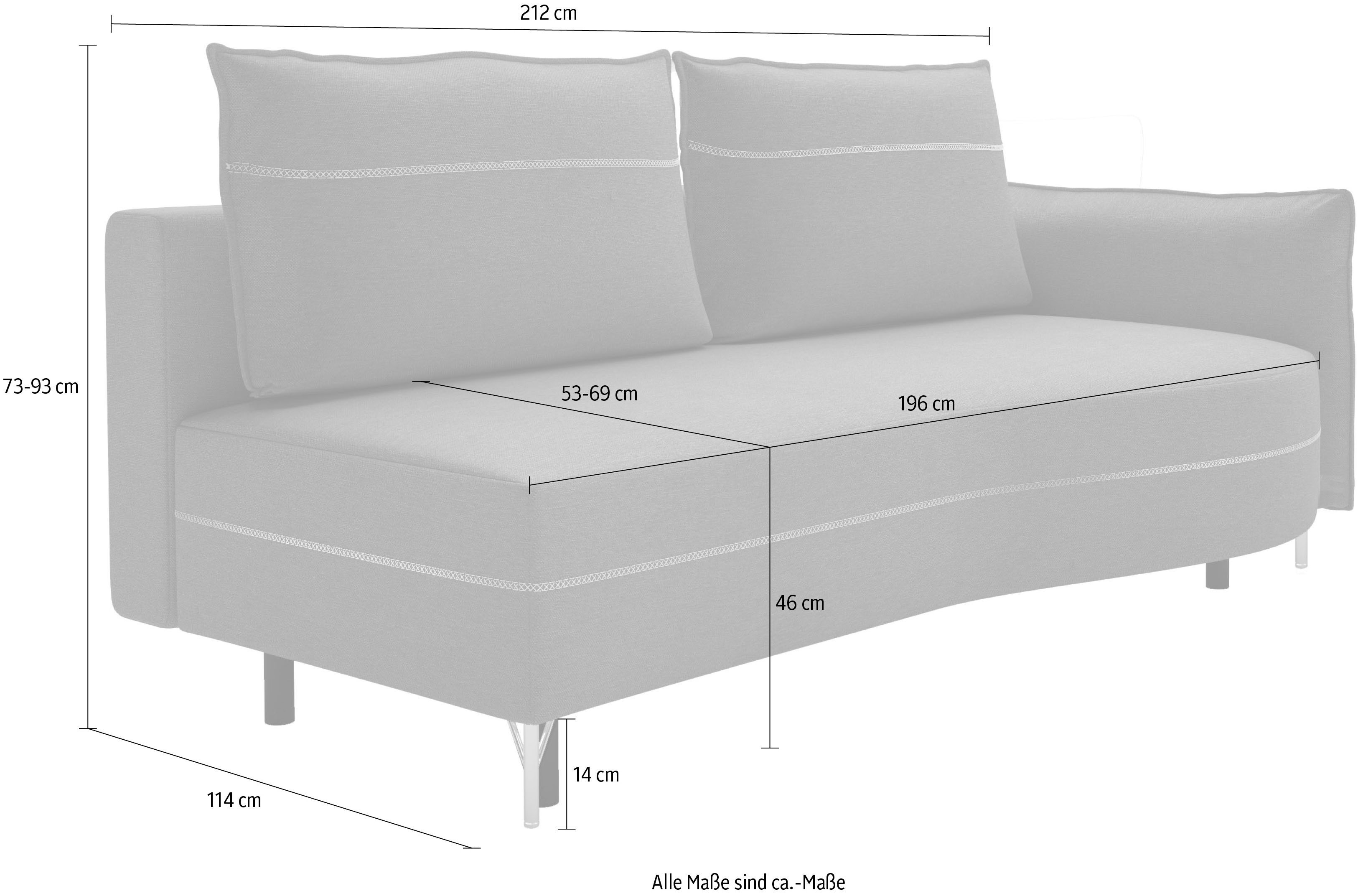 exxpo - sofa fashion Loungebank Met mooie contrastnaad, solitairmeubel, comfortabel, smalle armleuning