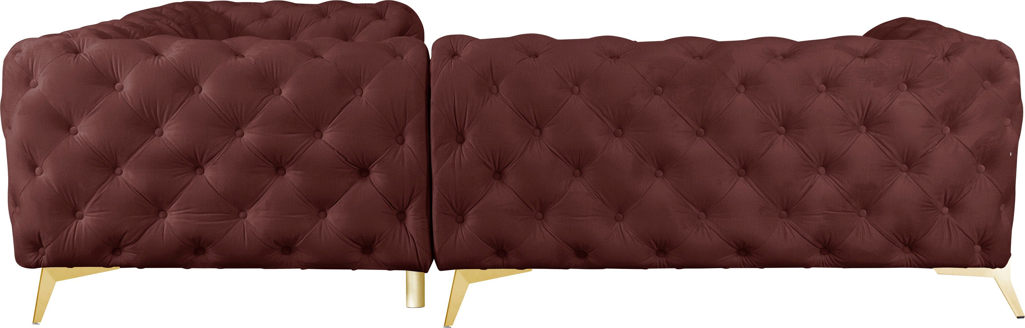 Leonique Chesterfield-bank Amaury L-vorm Chesterfield-look, bxd elk 262 cm, kleur van de poten ter keuze
