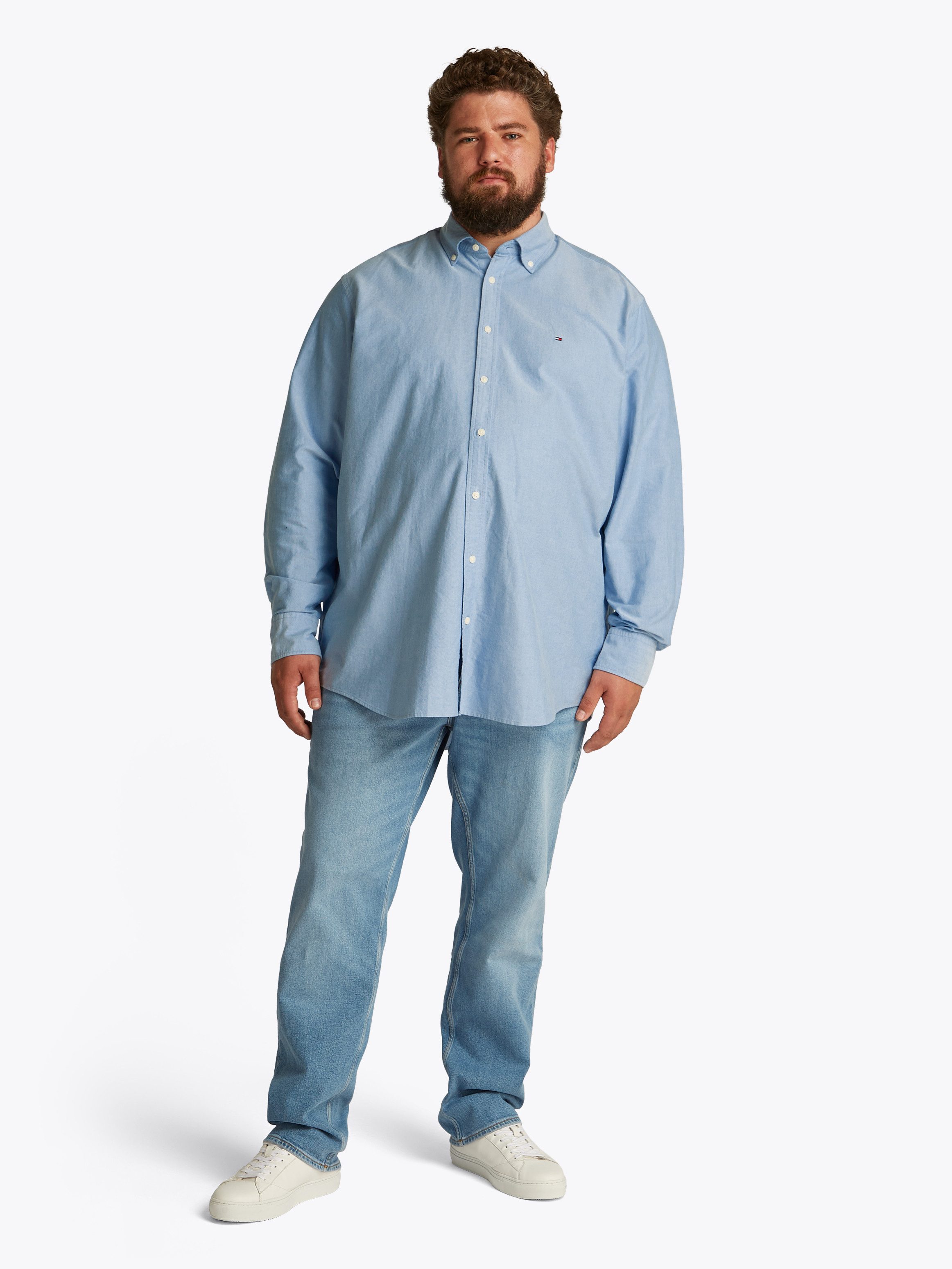 Tommy Hilfiger Overhemd met lange mouwen BT-SOLID HERITAGE OXFORD S-B in grote maten logoborduring