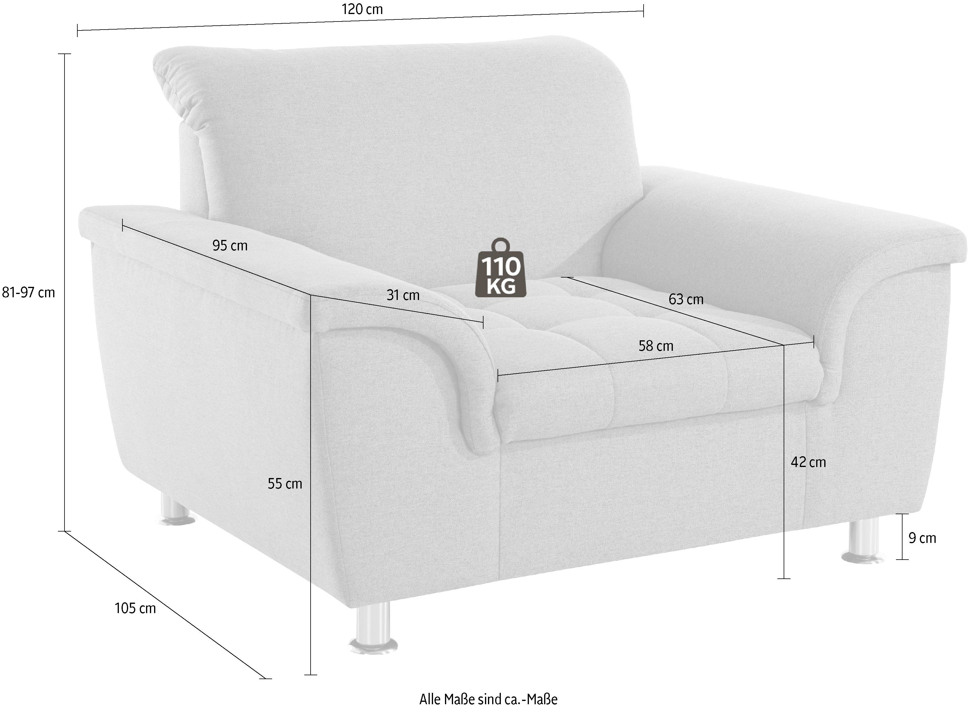 DOMO collection Fauteuil Franzi, tijdloos en elegant, moderne zittingstikking