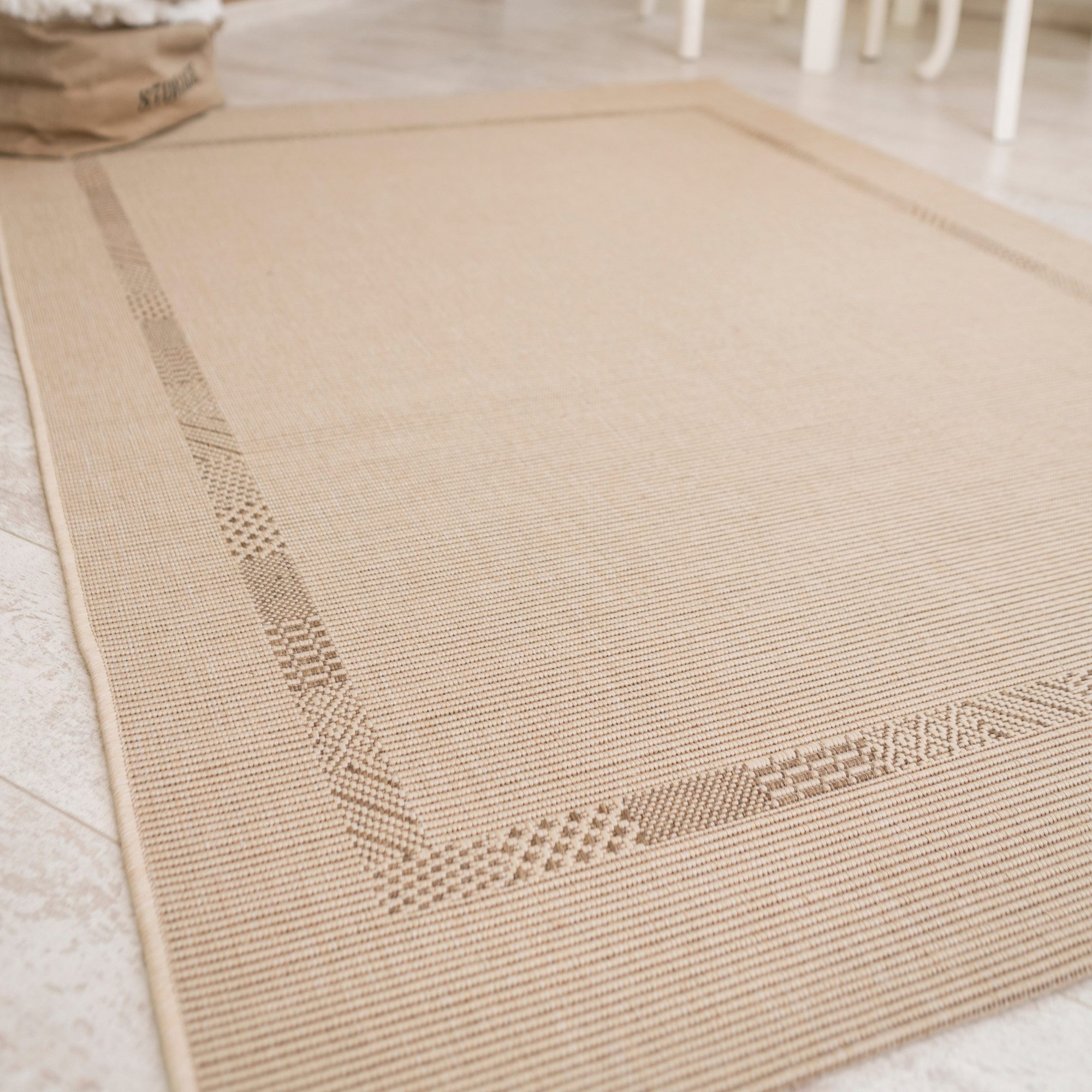 Andiamo Vloerkleed Montana Platweefsel, mêlee, met randdessin, geschikt voor binnen en buiten