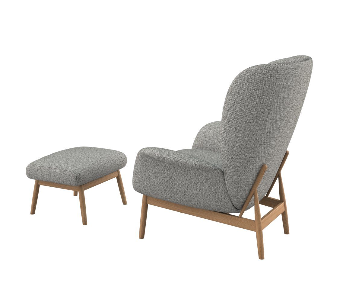 FLEXLUX Oorfauteuil Padova Stijl & comfort, organische vorm, geïntegreerde lendesteun, eikenhouten voet