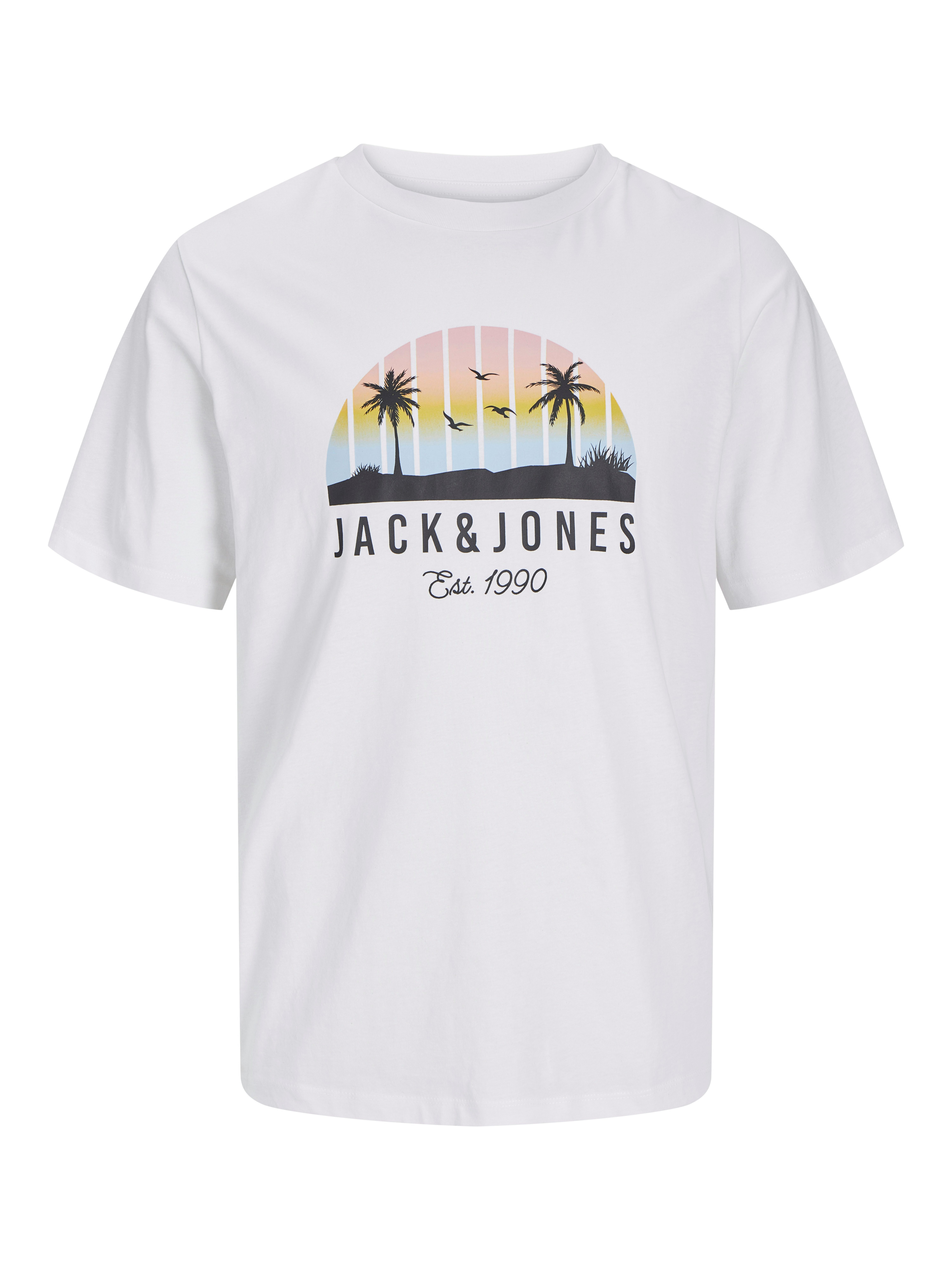 Jack & Jones Shirt met ronde hals JJPALM TEE SS CREW NECK LN heren ronde hals maat S wit