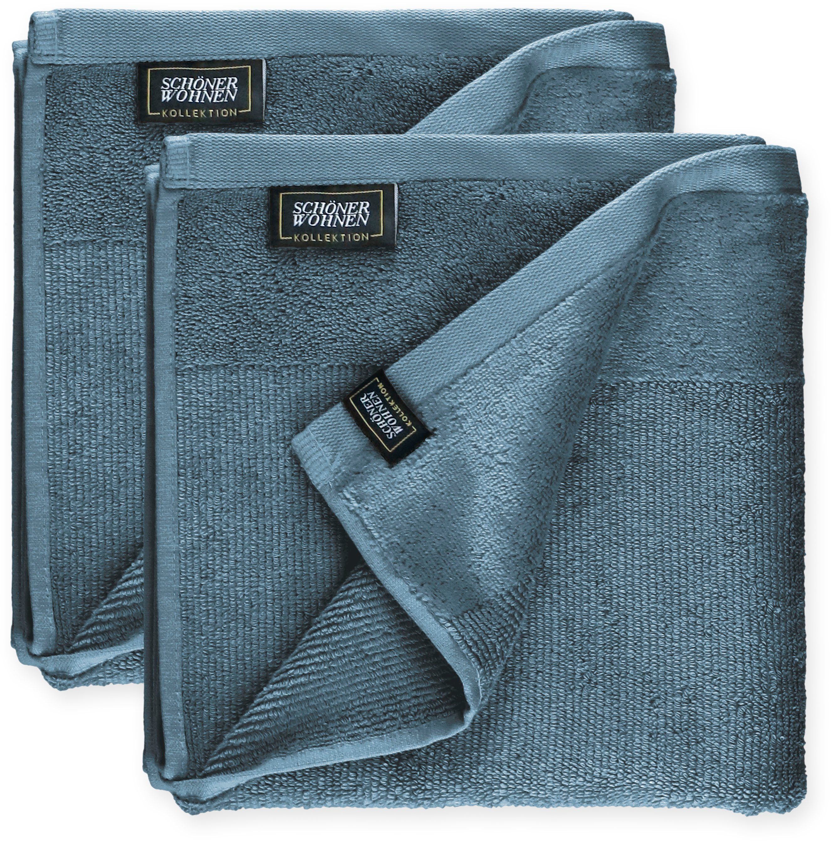 SCHÖNER WOHNEN-KOLLEKTION Handdoeken Sense met veloursrand, huidvriendelijke airtouch kwaliteit, super zacht (2 stuks) handdoeken maat - blauw