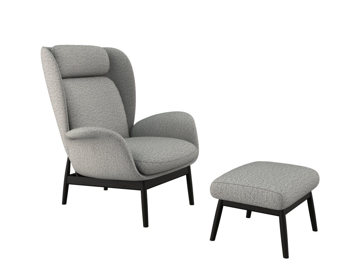 FLEXLUX Oorfauteuil Padova Stijl & comfort, organische vorm, geïntegreerde lendensteun, zwarte voet