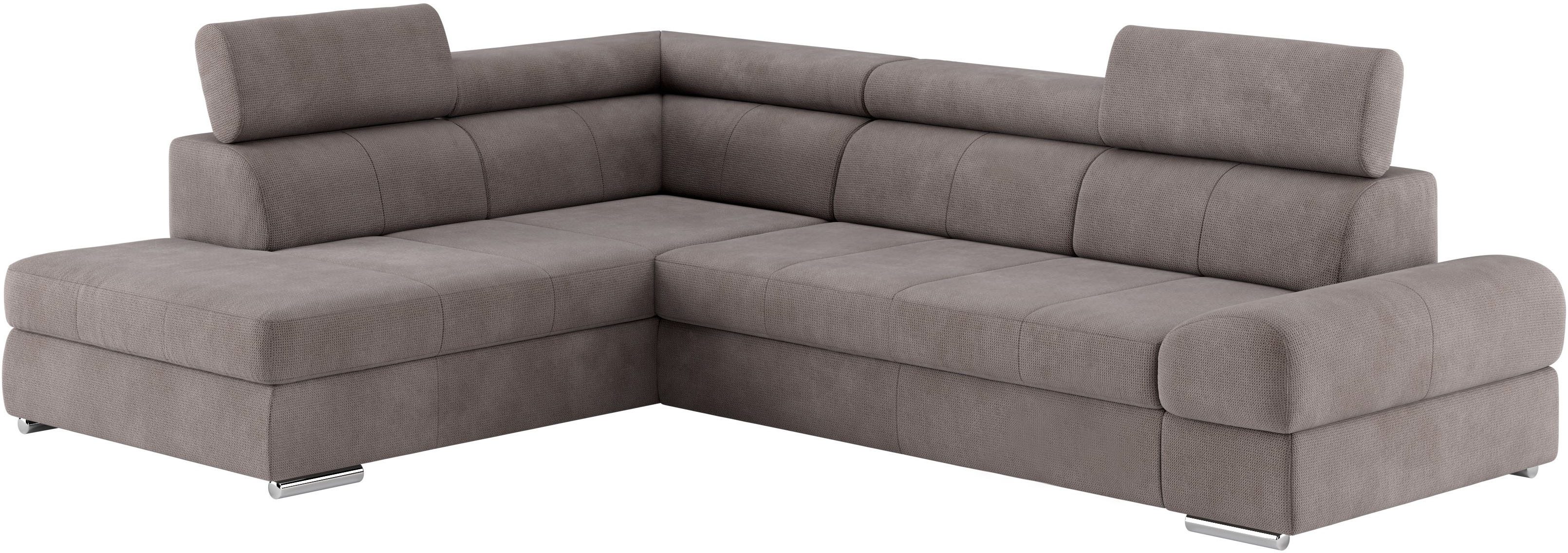 sit&more Hoekbank Broadway L-vorm met verstelbare hoofdsteunen, naar keuze met slaapfunctie