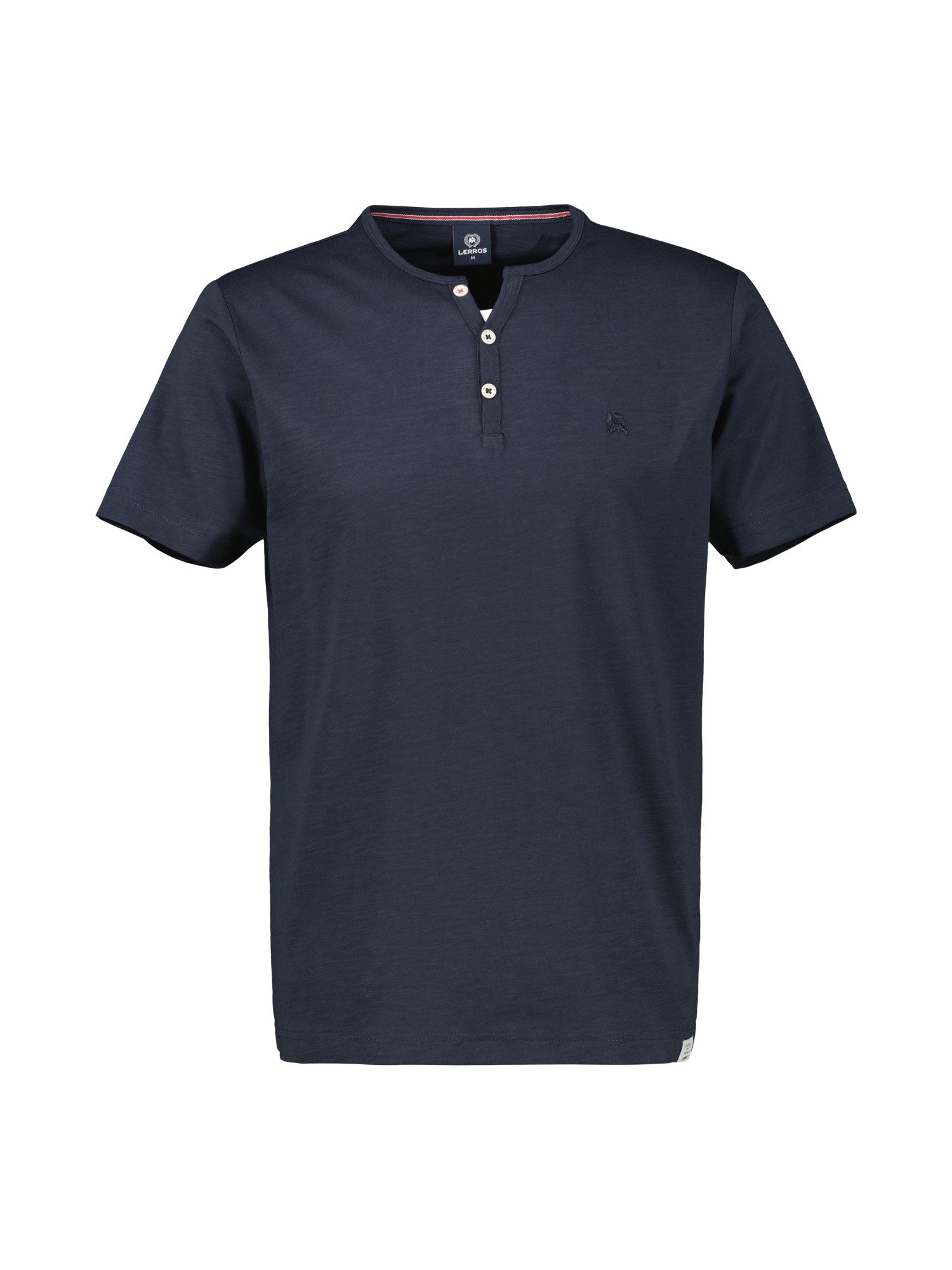 Lerros Henleyshirt LERROS effen serafino-shirt in grote maten heren t-shirts maat 5XL blauw