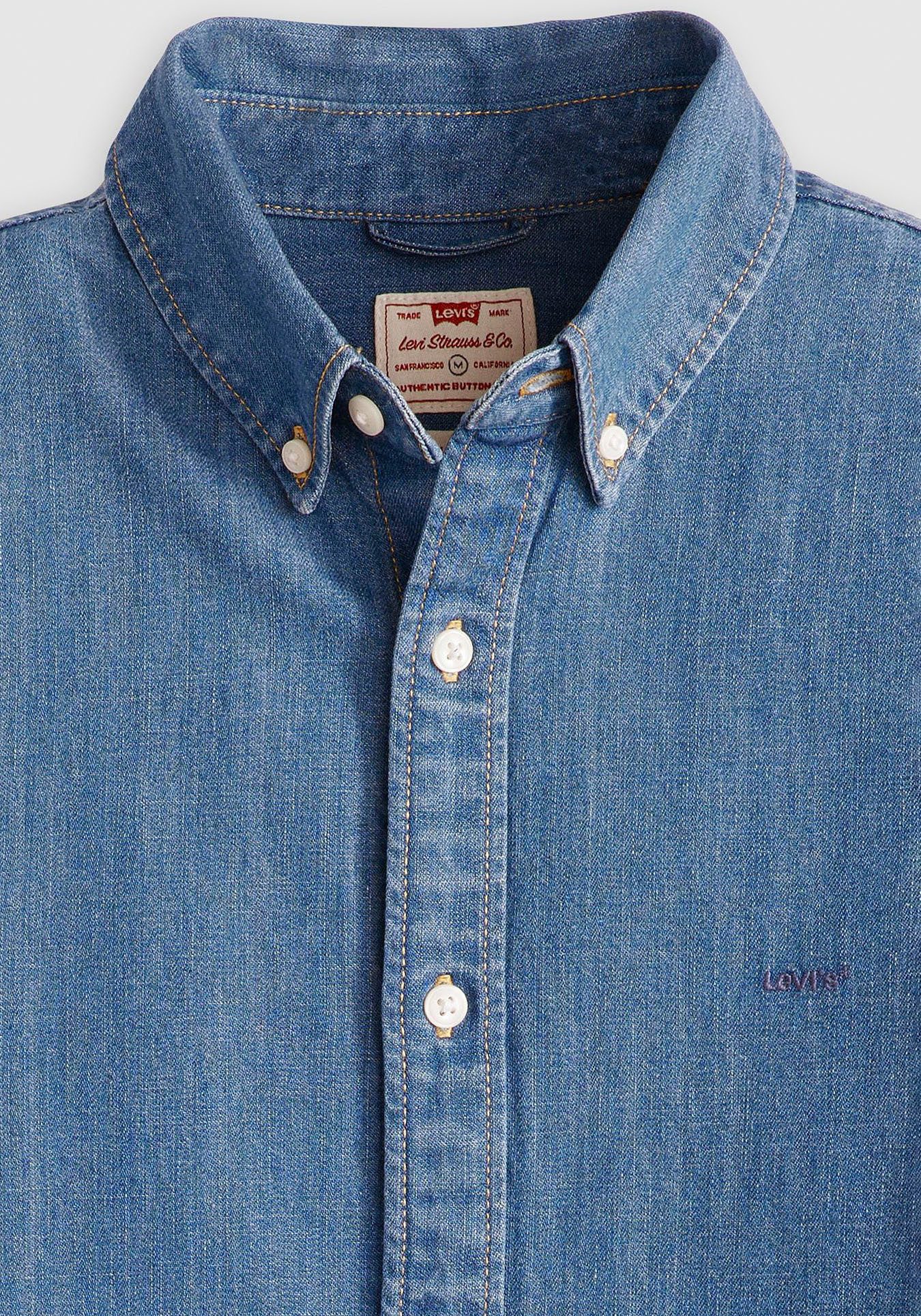 Levi's® Overhemd met lange mouwen AUTHENTIC BUTTON DOWN met ton-in-ton logo-borduursel op de borst