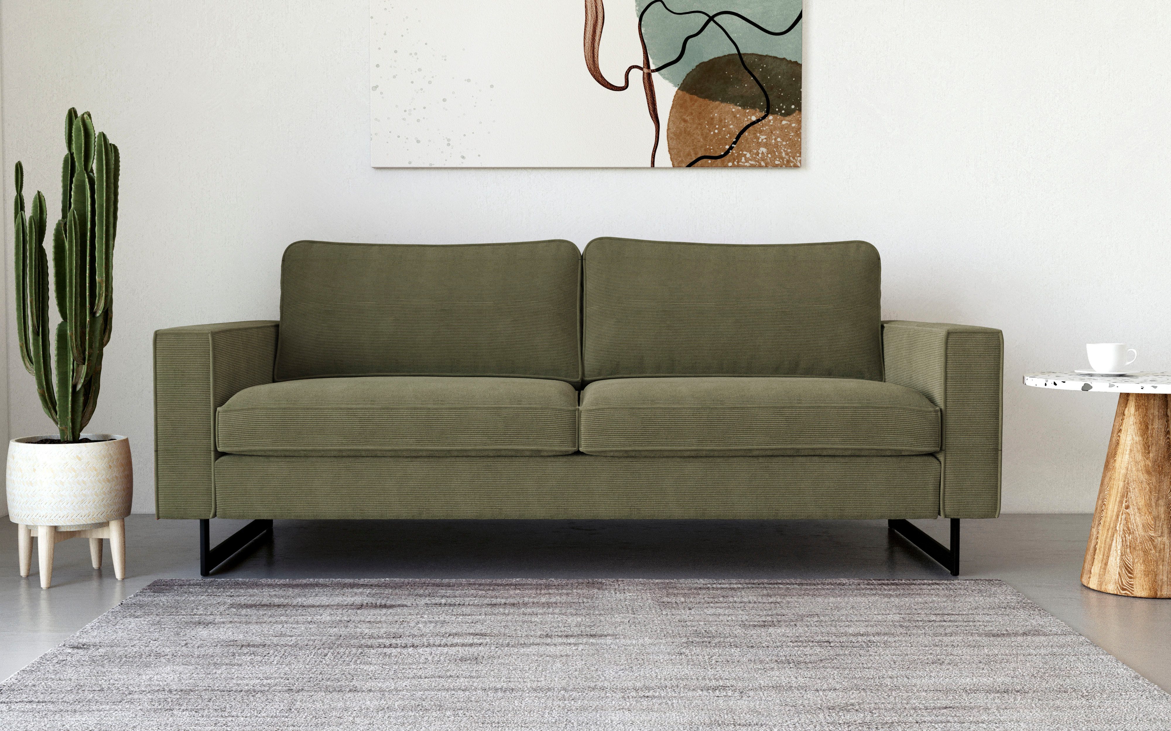 Places of Style 3-zitsbank Maxi-uitvoering Pinto, 236 cm, cord, chenille, leerlook