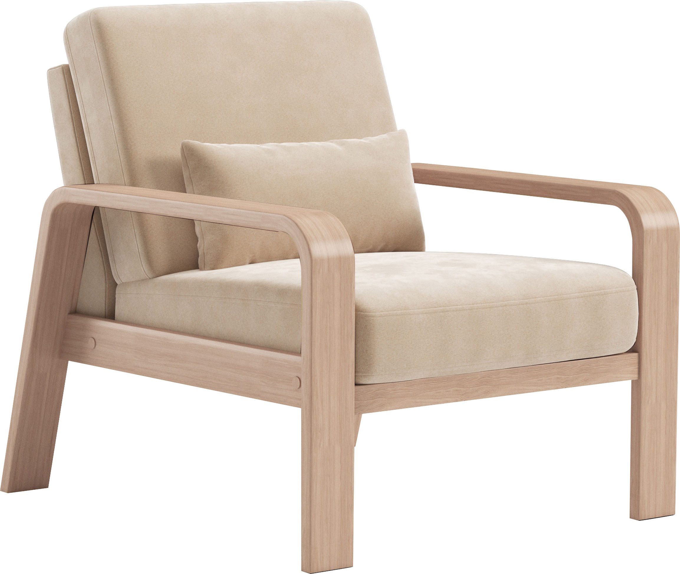 sit&more Fauteuil Kolding Armleuningen van natuurlijk beukenhout, verschillende bekledingen en kleuren