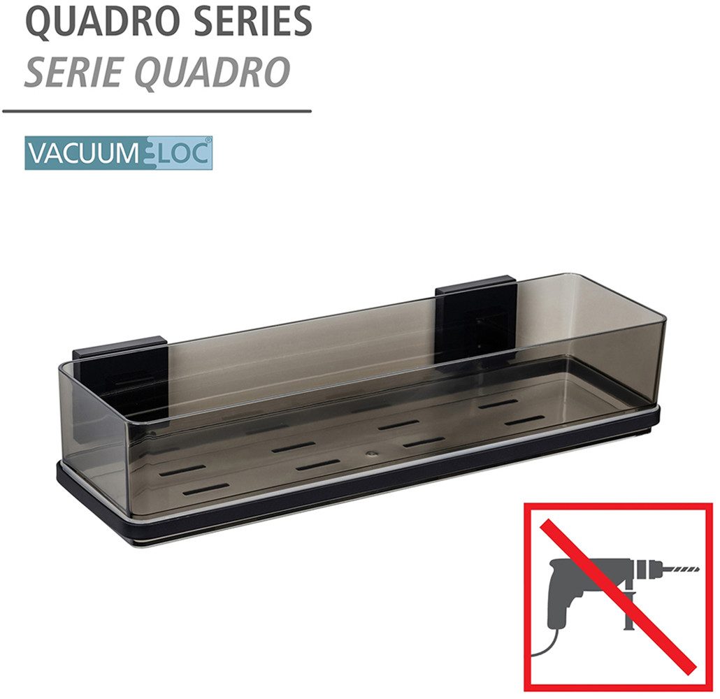 WENKO Doucherekje Vacuum-Loc® model Quadro van kunststof, roestvrij staal-bevestiging, bevestiging zonder boren