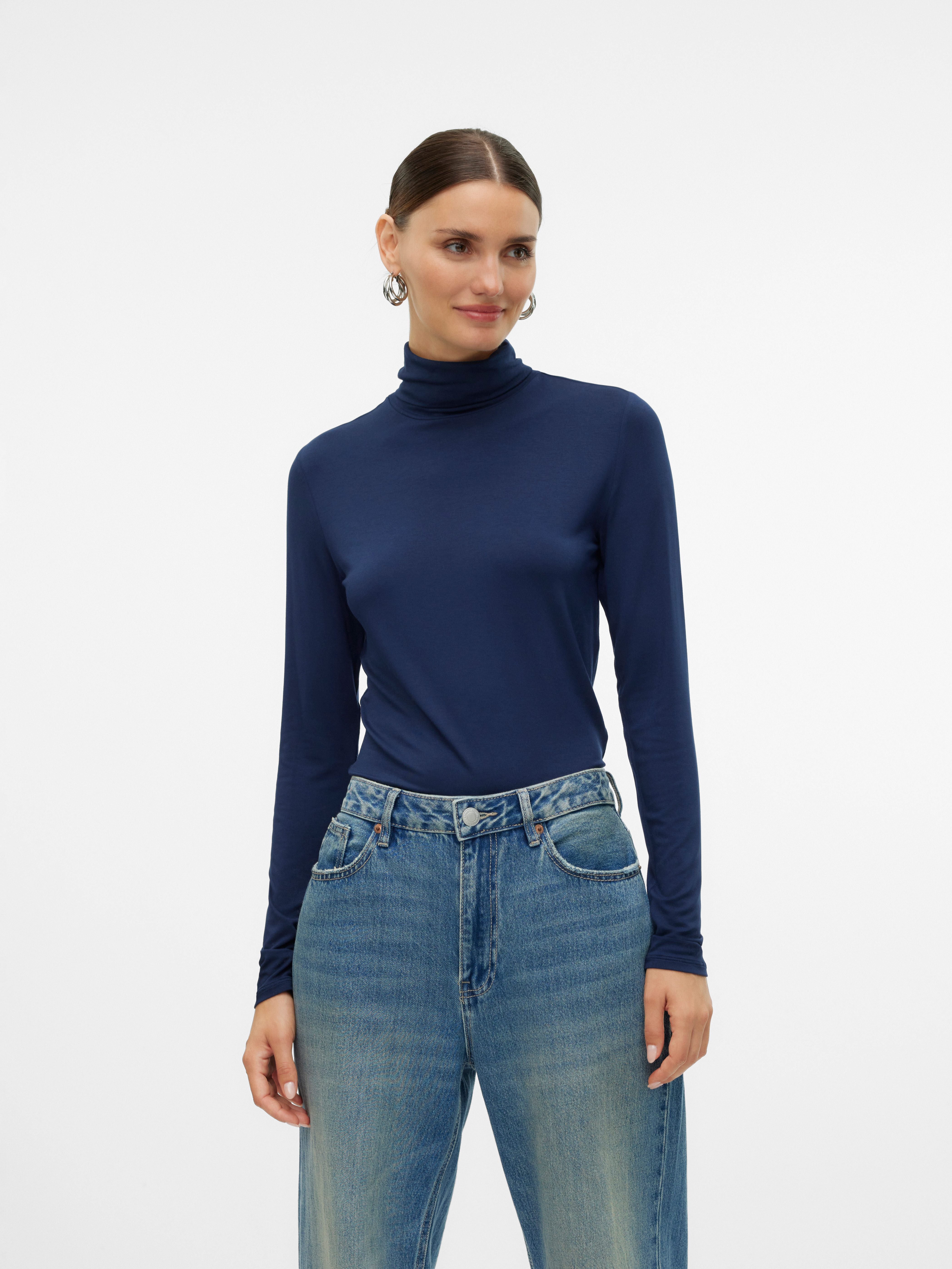 Vero Moda Shirt met lange mouwen VMALBERTE LS ROLLNECK TOP JRS NOOS