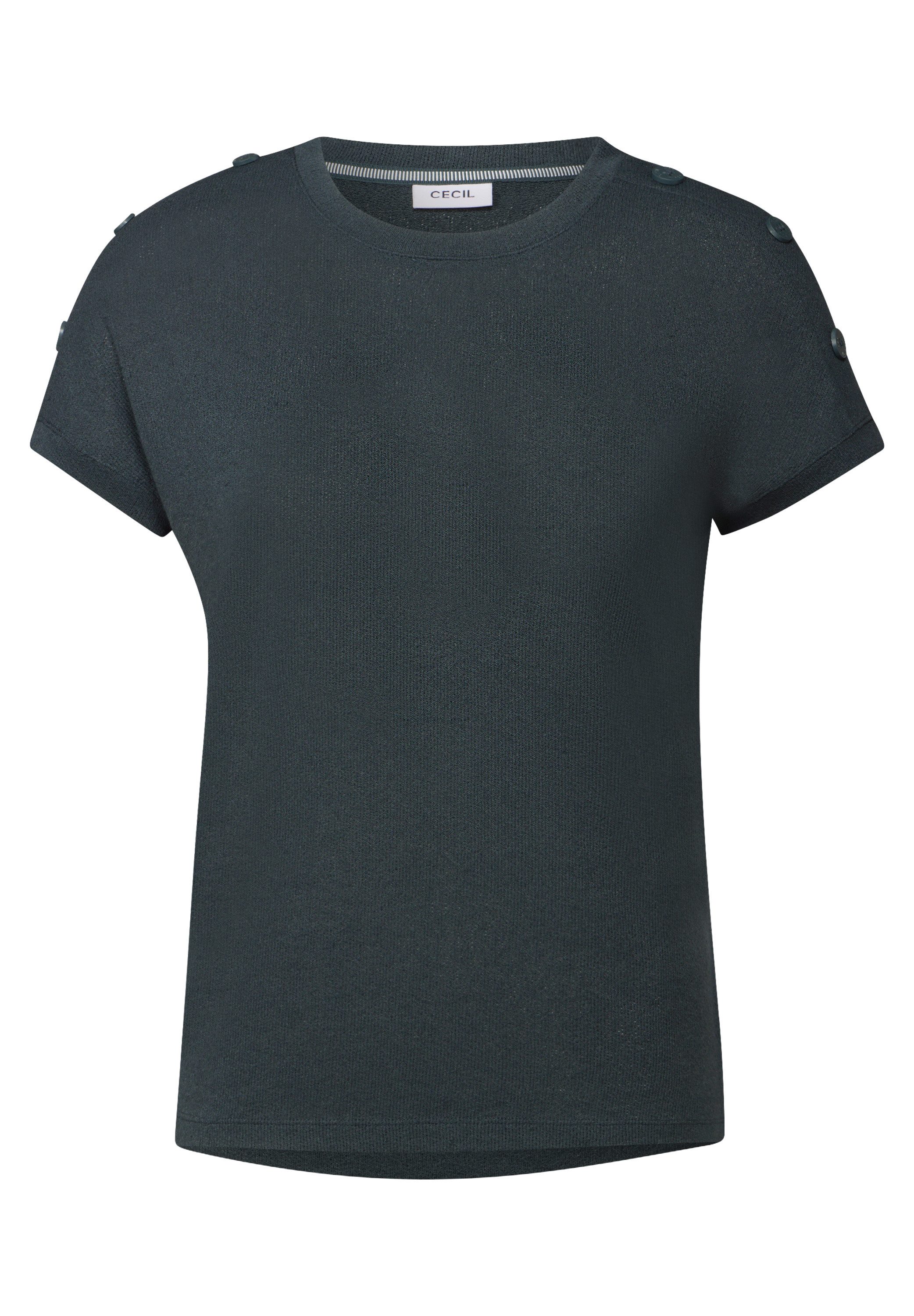Cecil T-shirt in structuur-look en met knoopdetails