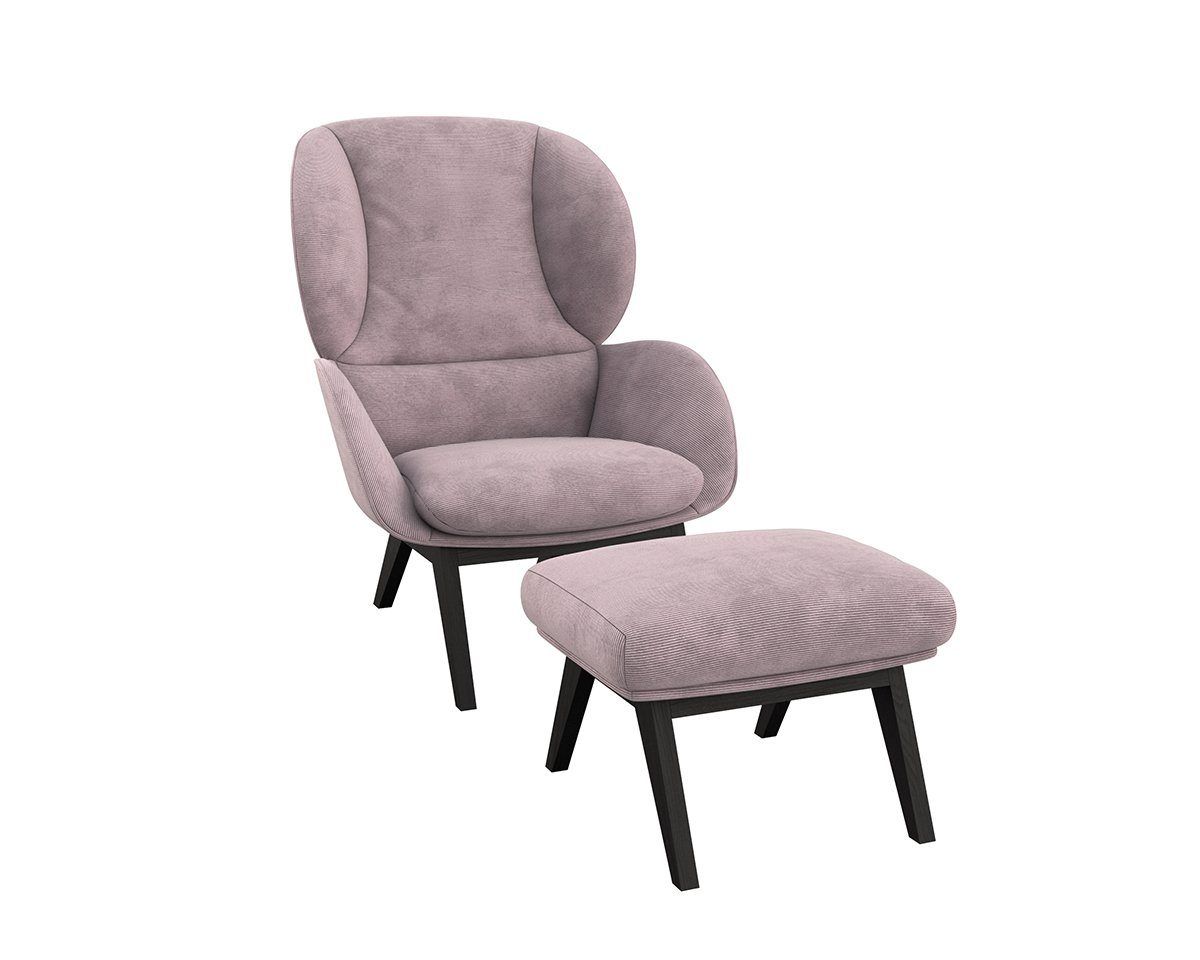 FLEXLUX Hocker Adria Zwarte poten, voetenbank/poef voor oorfauteuil