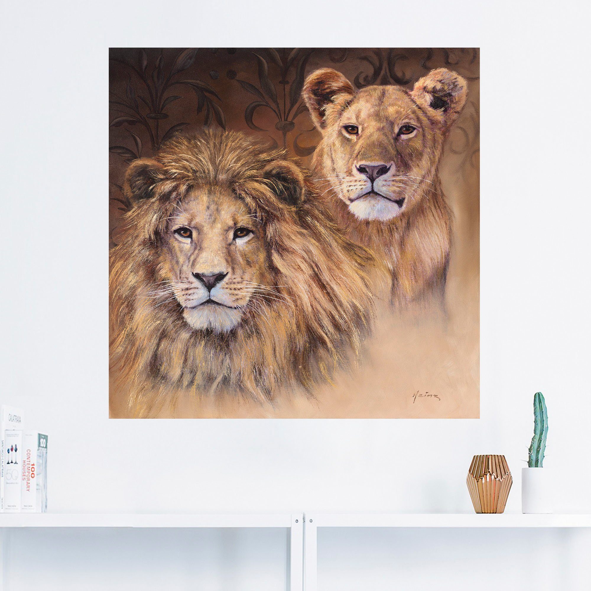 Artland Artprint Leeuwen als artprint van aluminium, artprint voor buiten, artprint op linnen, poster, muursticker