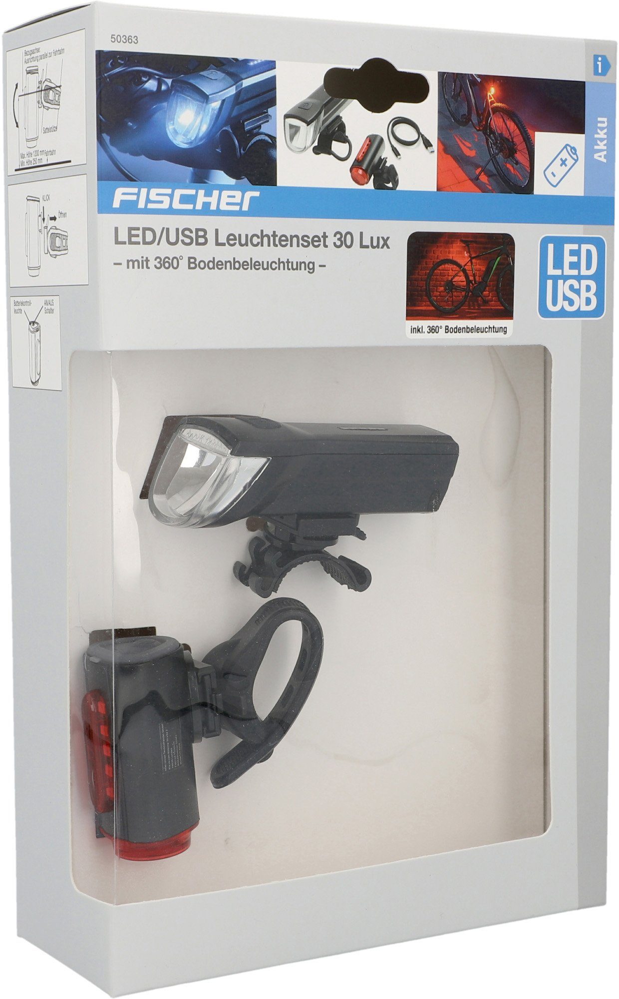 Fischer Fietsverlichting TWIN met extra vloerlamp (set, 3-delig)