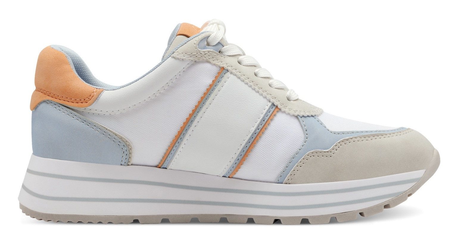 Tamaris Plateausneakers , vrijetijdsschoen, lage schoen, veterschoen met gekleurde accenten