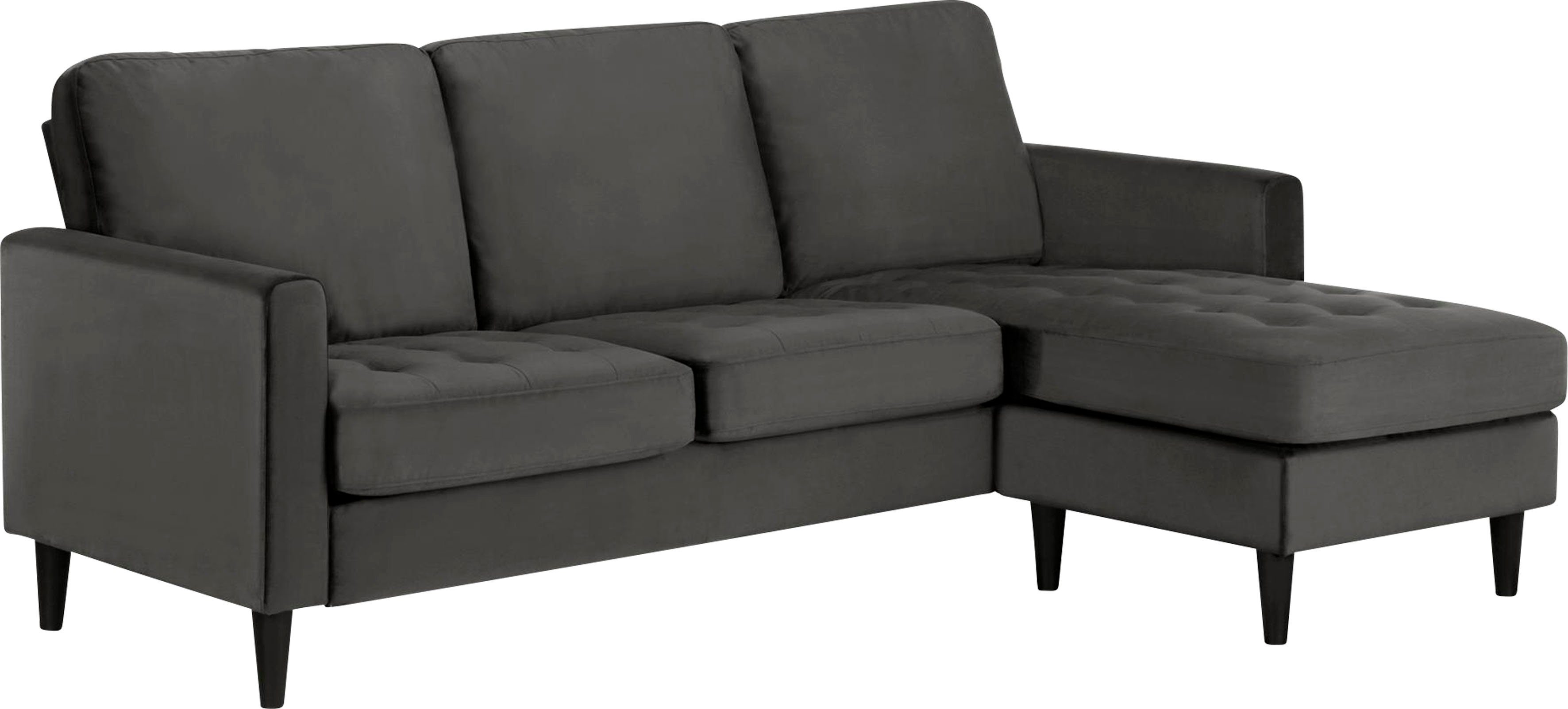 CosmoLiving by Cosmopolitan Hoekbank Strummer, L-vorm van veloursstof, ottomane aan beide kanten te monteren, zithoogte 46 cm (1 stuk)