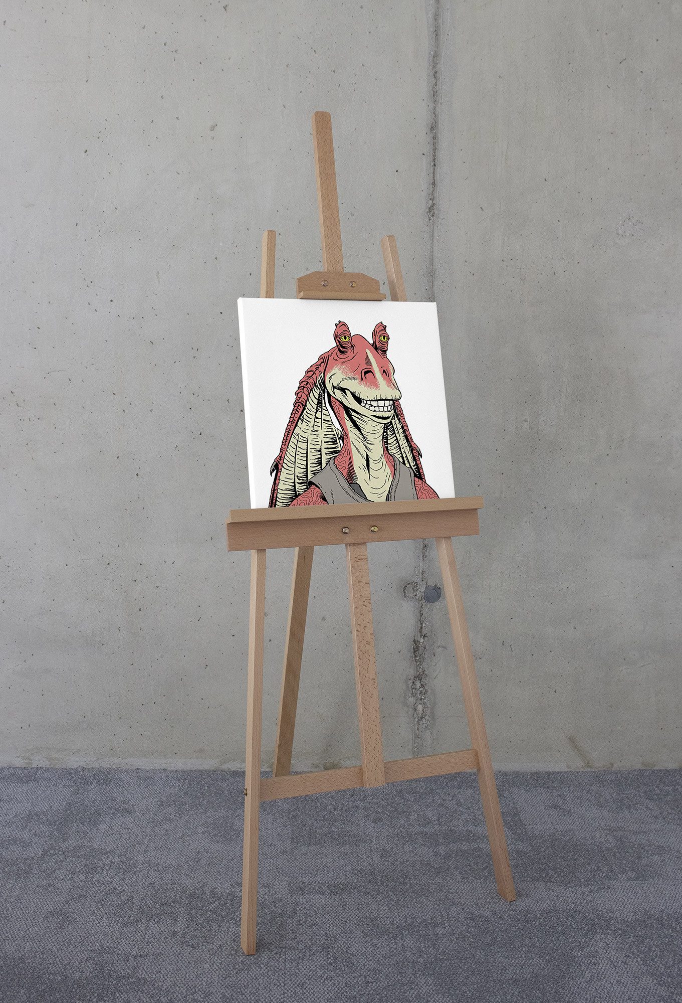 Komar Artprint op linnen Star Wars Jar Jar Binks 40 x 50 cm (breedte x hoogte) - kinderkamer, decoratie (1 stuk)