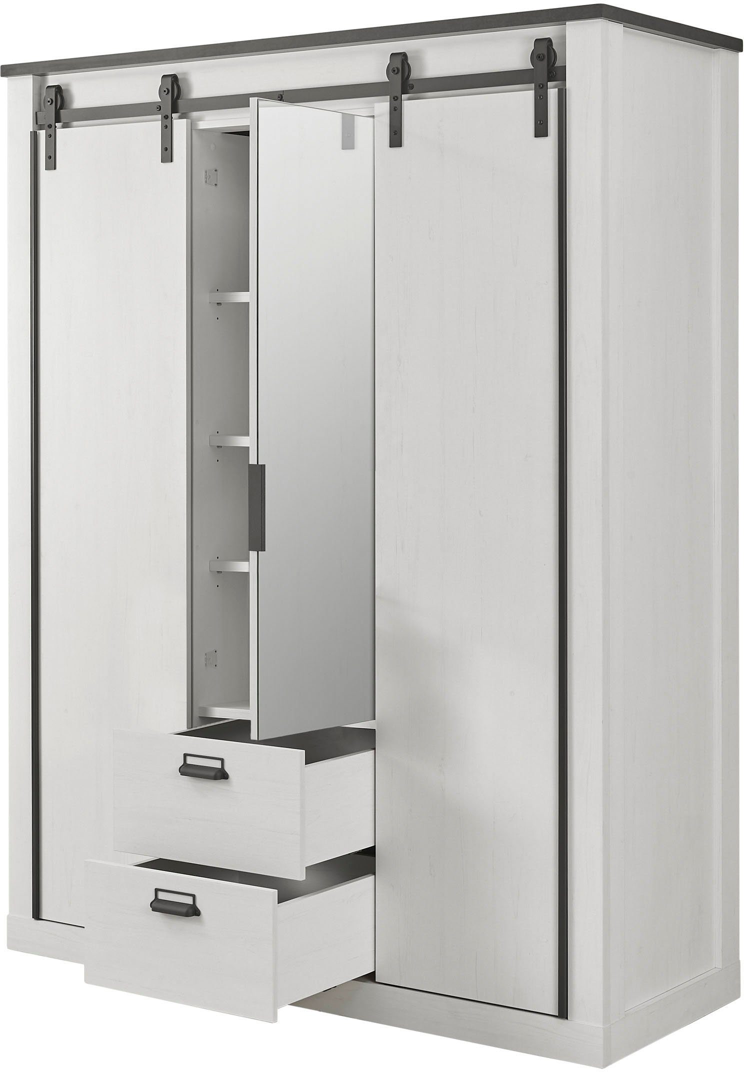 Home affaire Slaapkamerserie Sherwood Ligoppervlak 140 x 200 cm, kast 3-deurs 161 cm breed (4-delig)