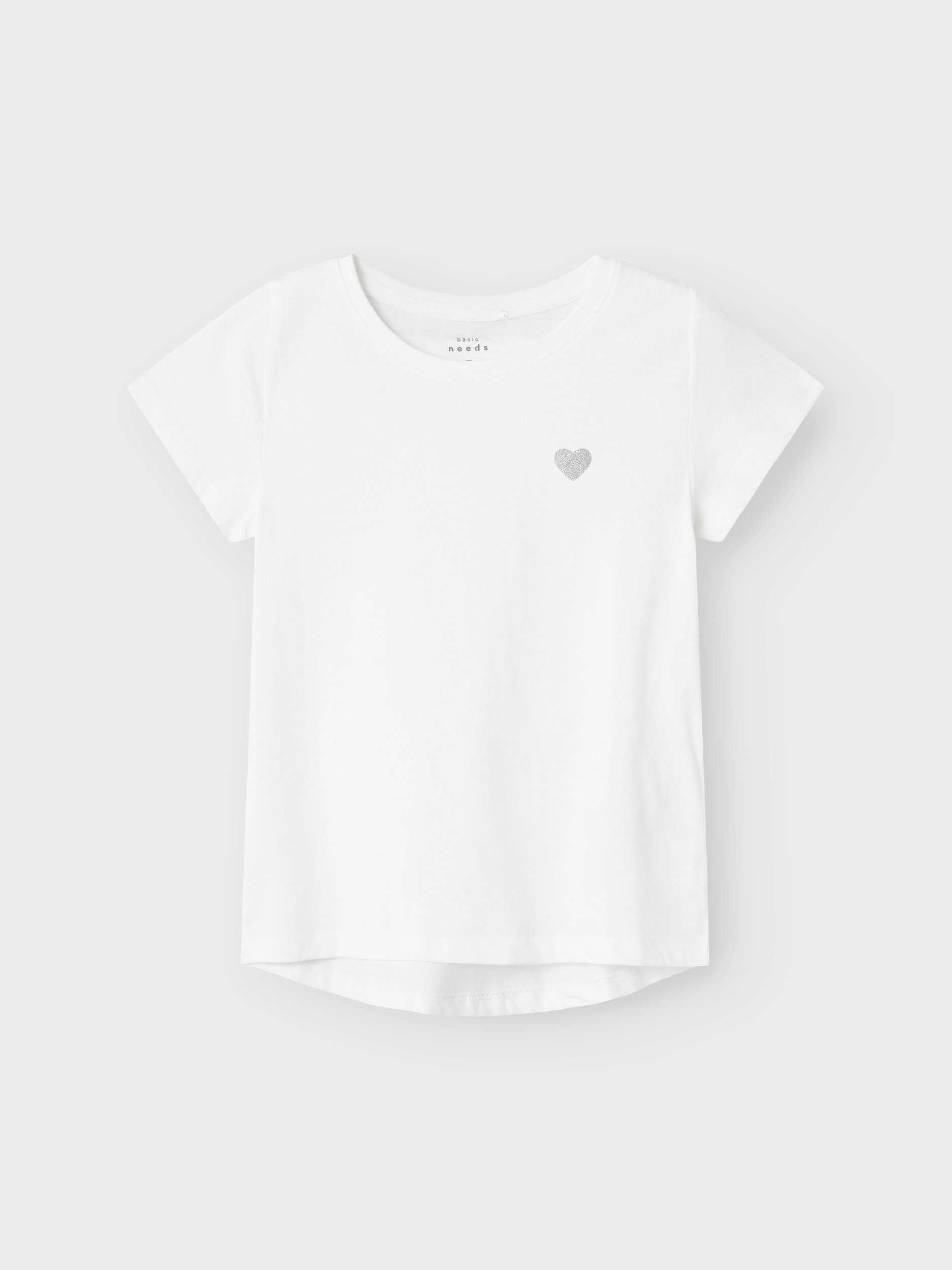 Name it KIDS T-shirt NKFVIOLINE met printopdruk en glitters wit Meisjes Katoen Ronde hals 122 128