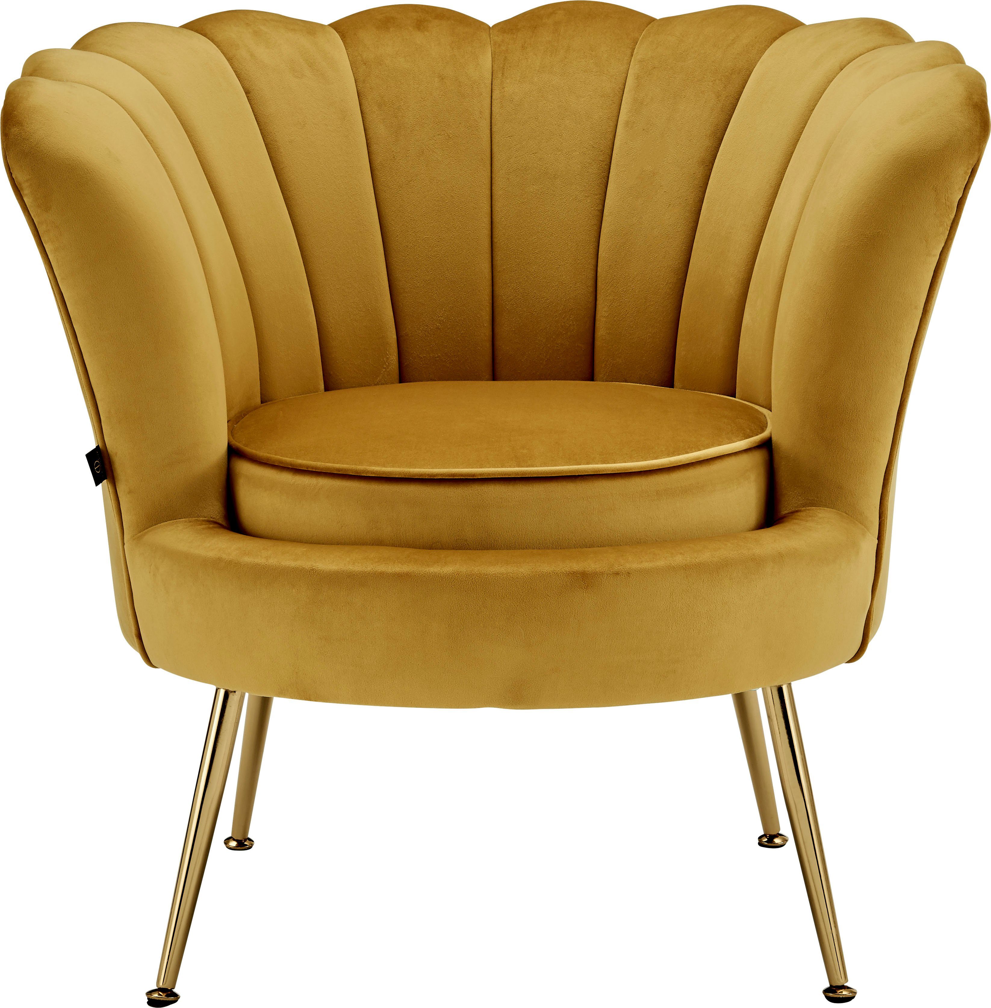 Leonique Loungestoel Kelsey met zachte fluwelen bekleding, chic metalen frame, zithoogte 43,5 cm